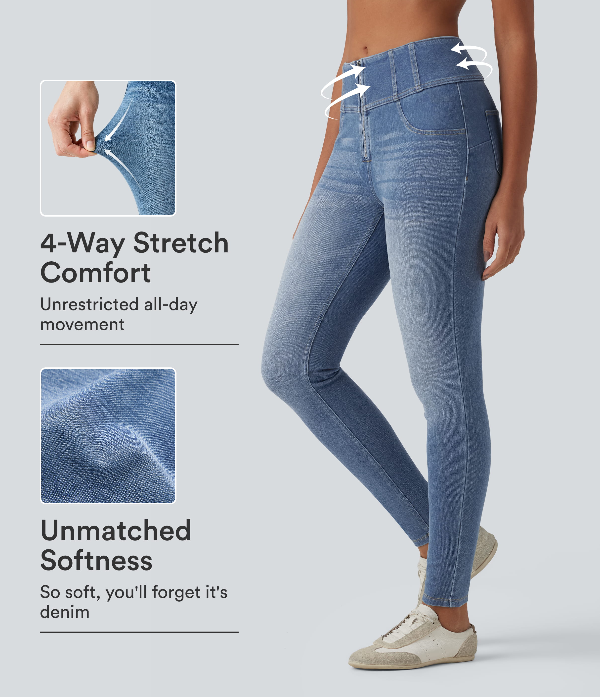 Halara Flex™ Mid Rise Zipper Tummy Control Casual Skinny Jeans with Pockets