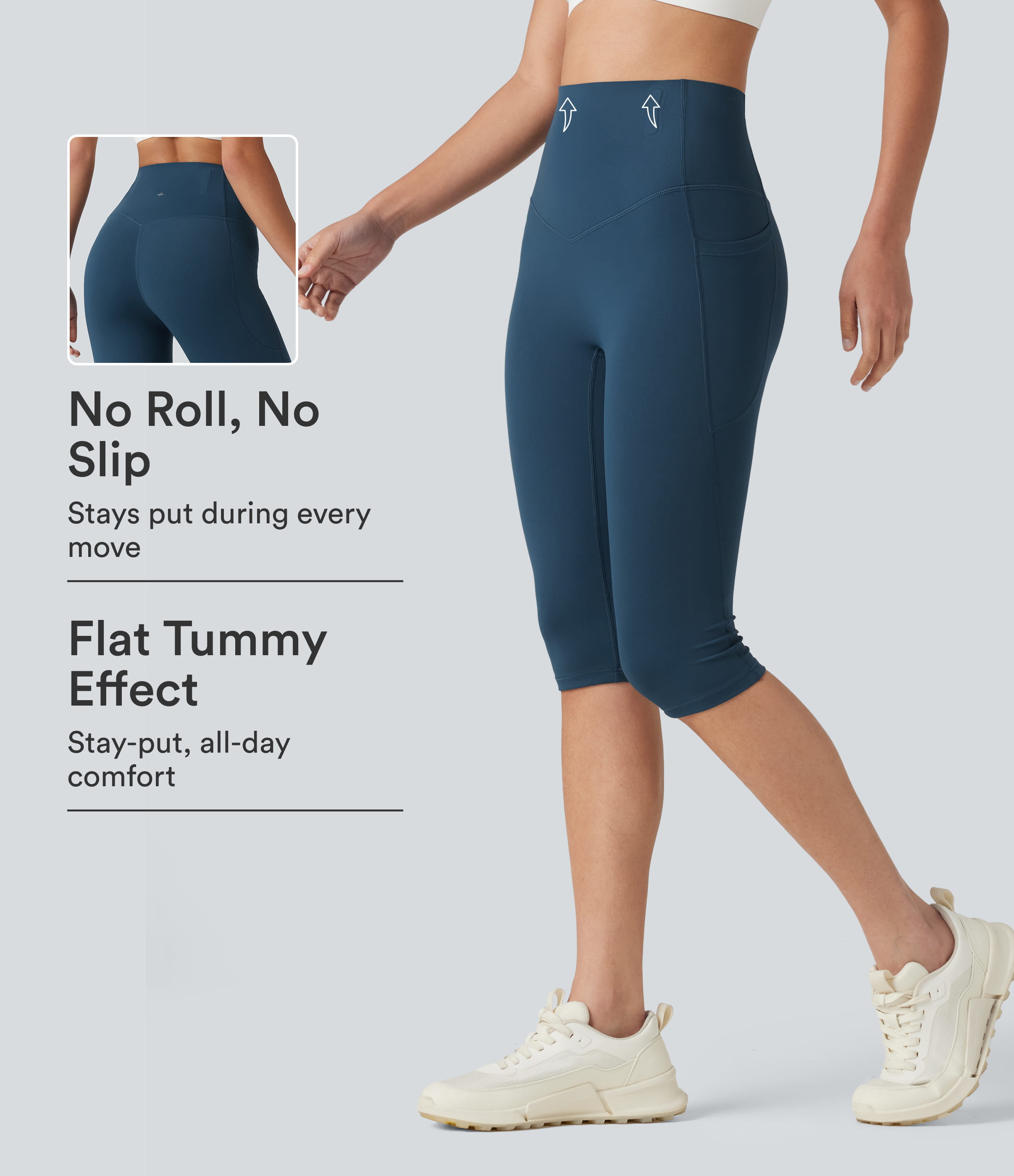 Halara UltraSculpt™ leggings capri de cintura alta con bolsillos — moldeadores, control de abdomen y cinturilla antideslizante