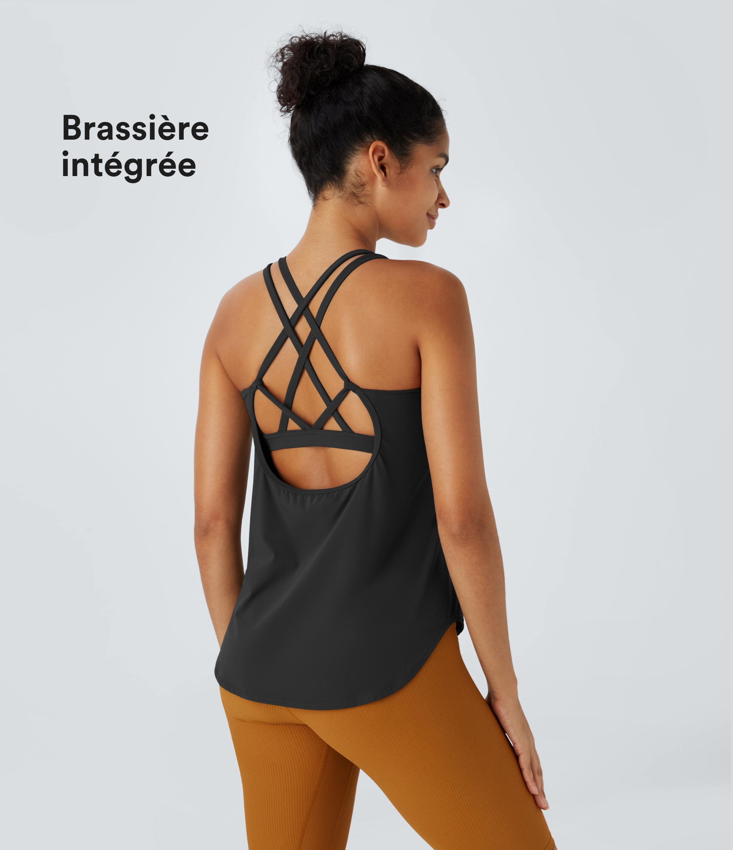 Halara UltraSculpt™ Débardeur De Course à Col en U Dos Nu Ourlet Incurvé Croisé