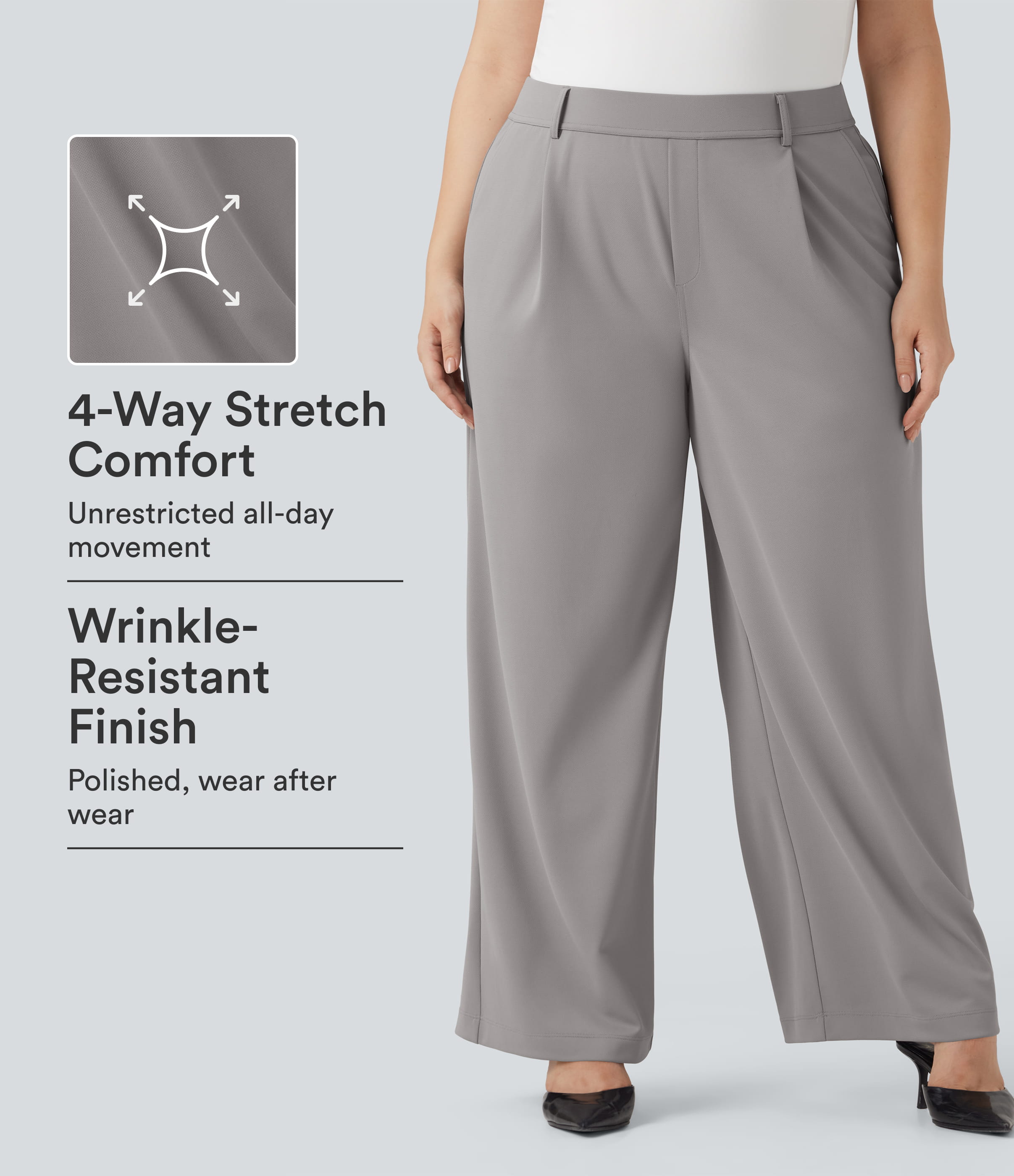 Halara Flex™ High Waisted Straight Leg Crepe Work Plus Size Pants with Pockets