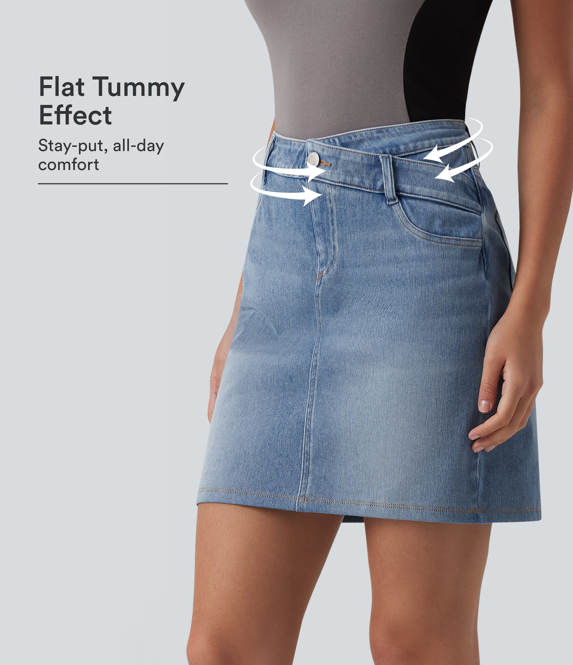 Halara Flex™ Denim Asymmetric Mid Rise Tummy Control Casual Skirt with Pockets