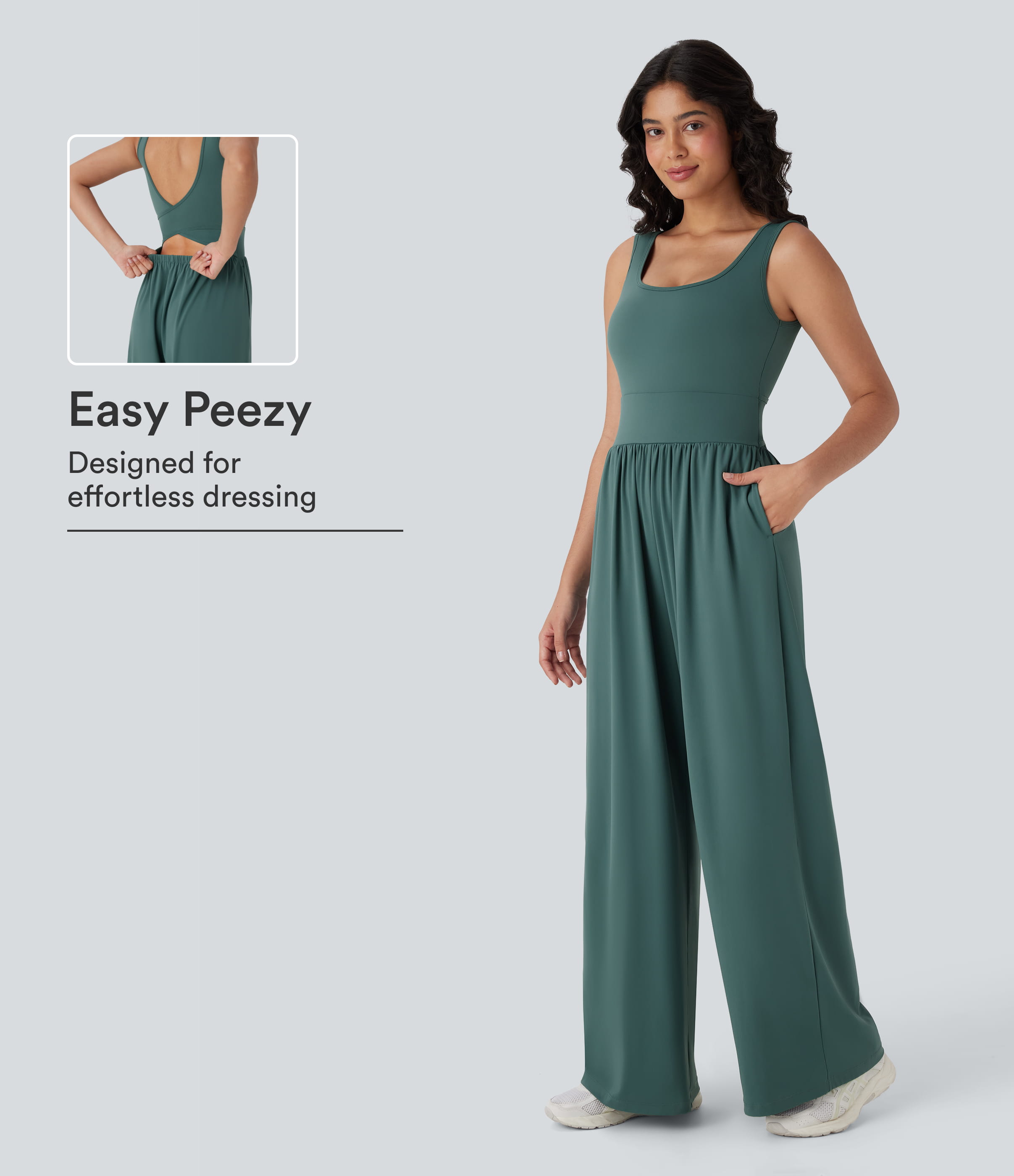 SoftlyZero™ Airy Wide Leg Cool Touch Yoga Jumpsuit with Pockets-Easy Peezy