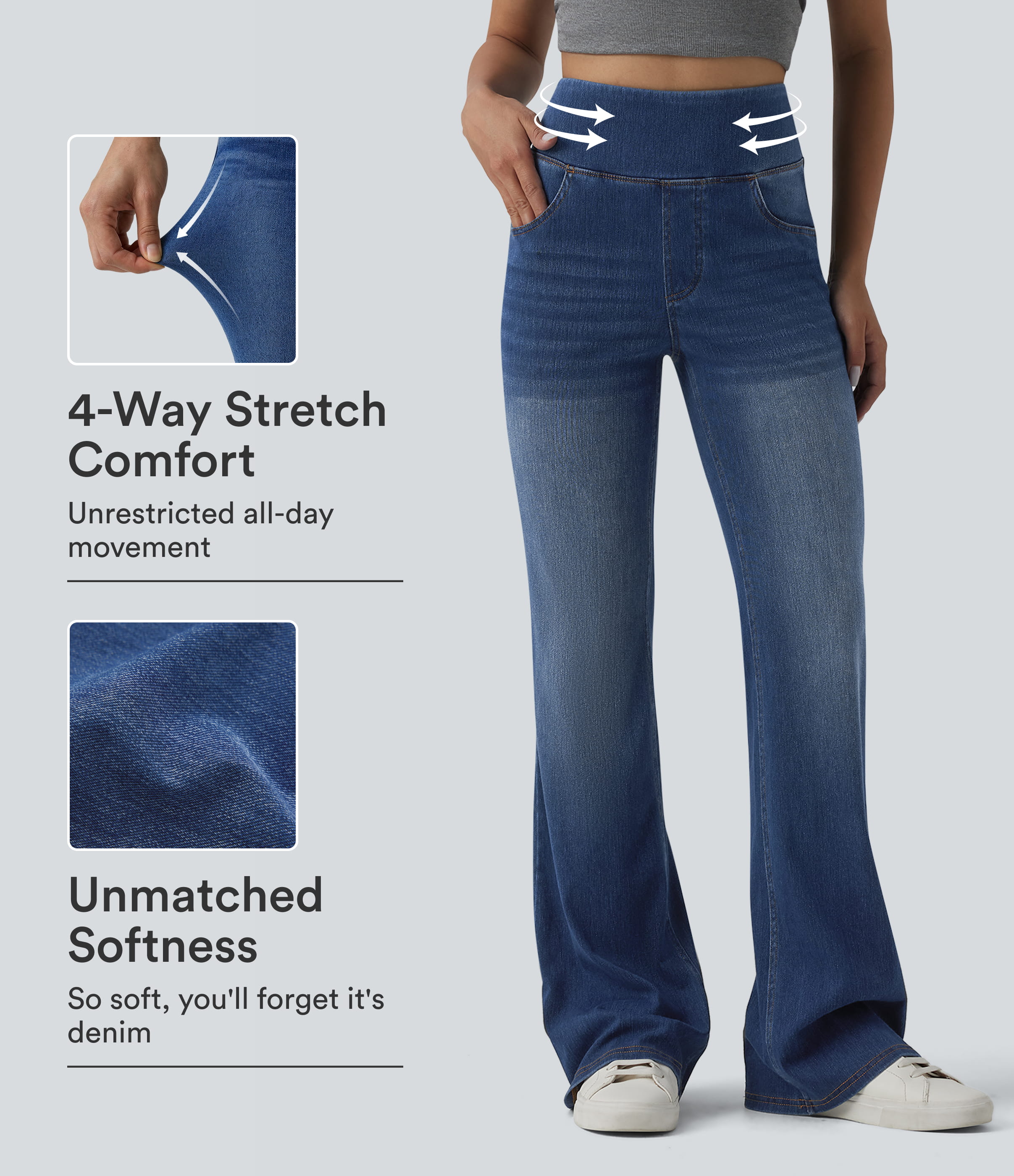 Halara Flex™ High Waisted Tummy Control Casual Flare Jeans with Pockets