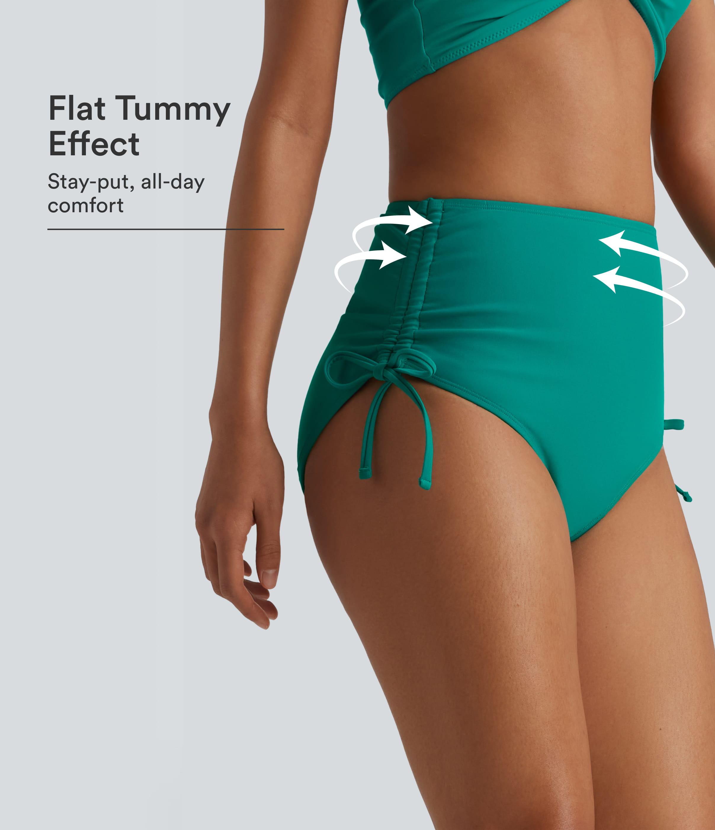 High Waisted Tummy Control Drawstring Ruched Bikini Bottom Swimsuit