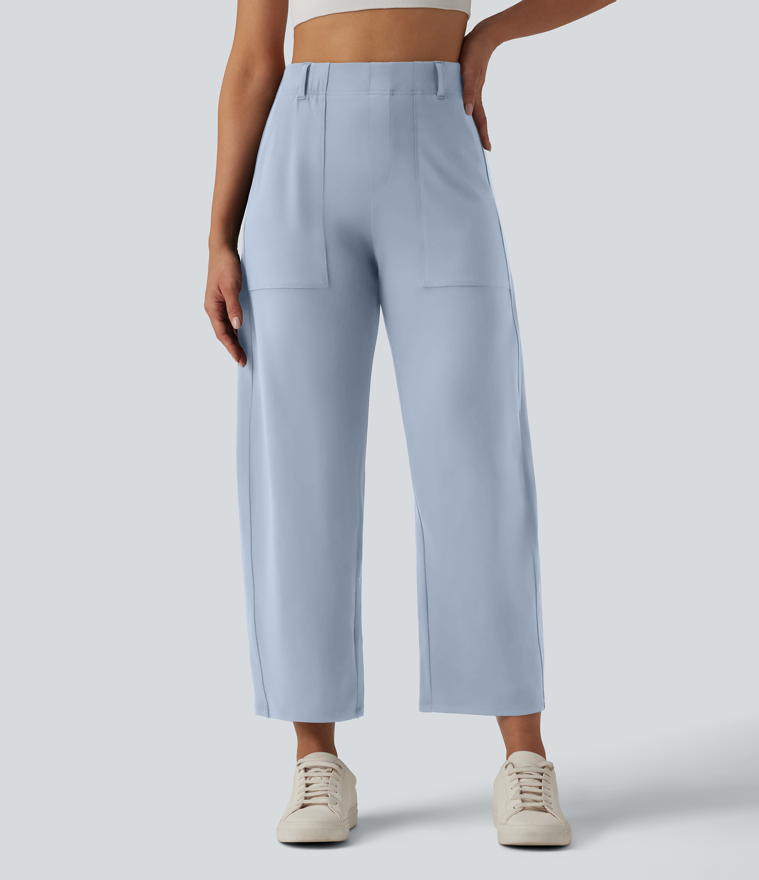 DayStretch hoch geschnittene Barrel-Leg-Freizeithose mit Taschen