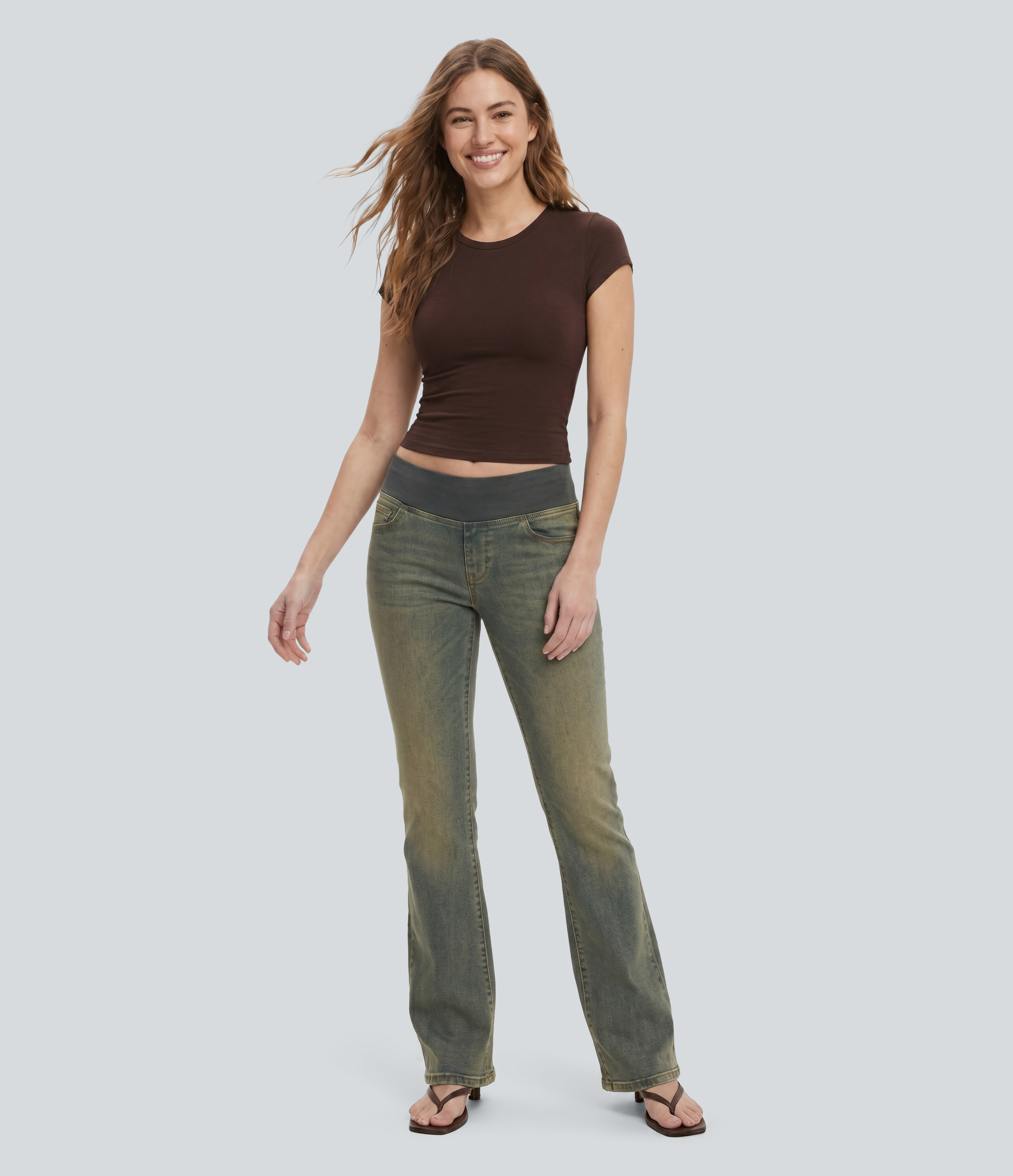 Halara Flex™ Low Rise Washed Bootcut Casual Jeans with Pockets