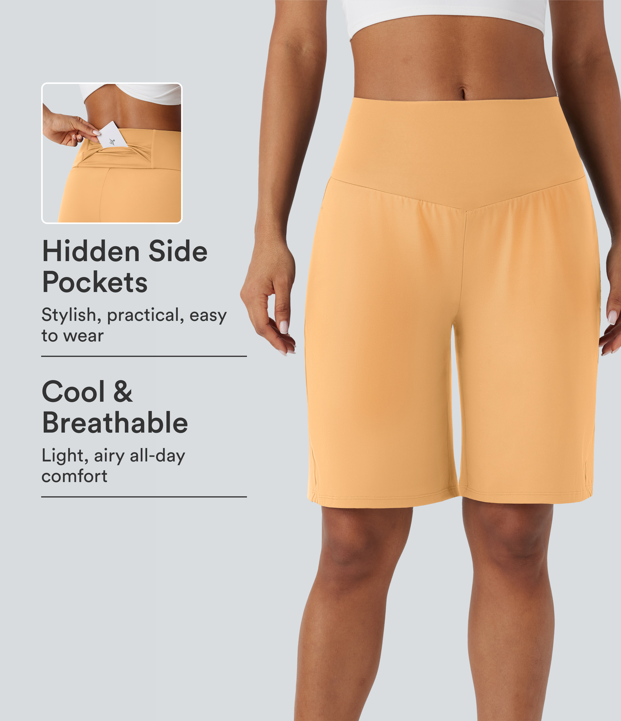 SoftlyZero™ Airy High Waisted Pockets Cool Touch Yoga Bermuda Shorts