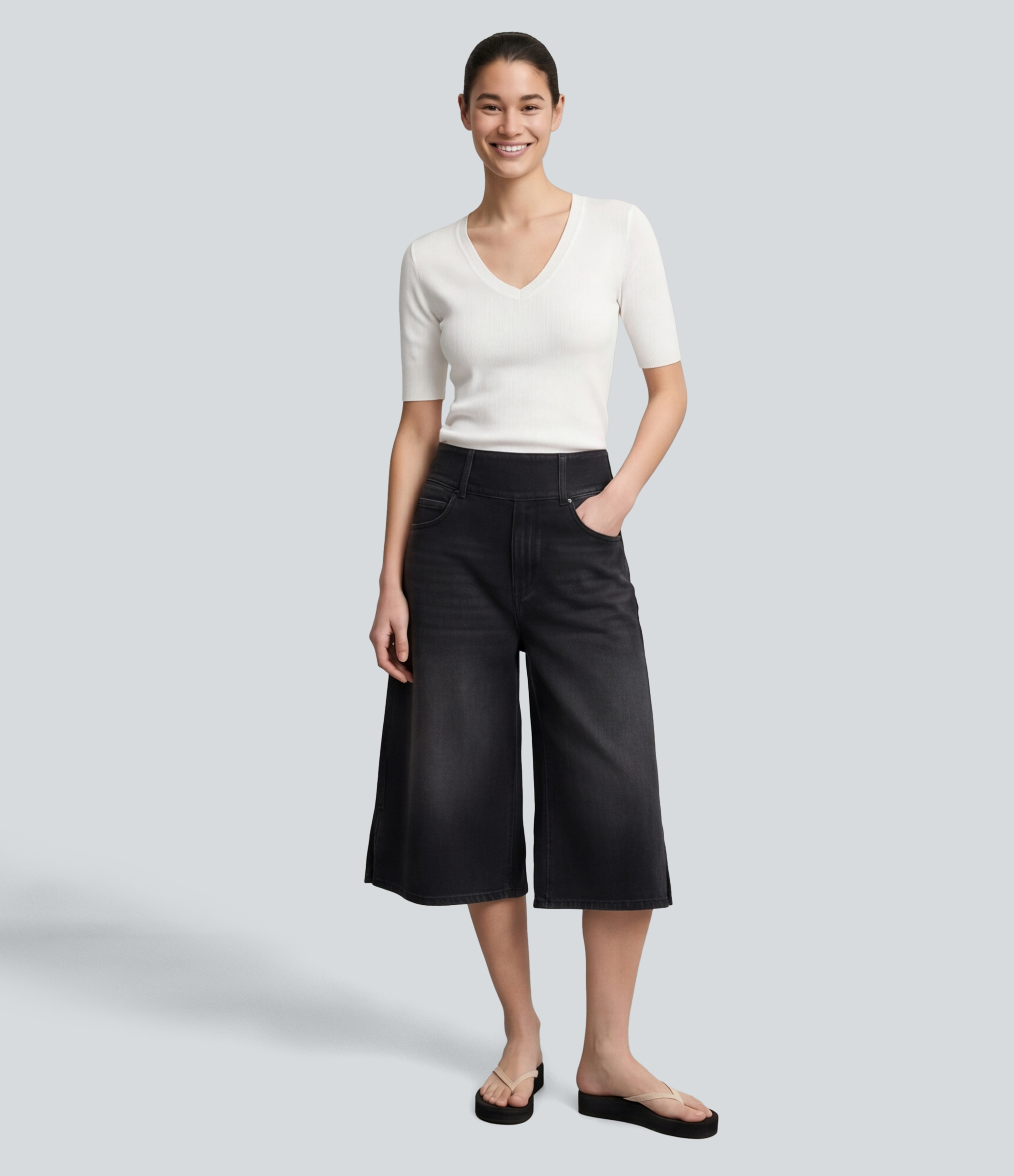 Halara Flex™ Mid Rise Baggy Capri Casual Jeans with Pockets