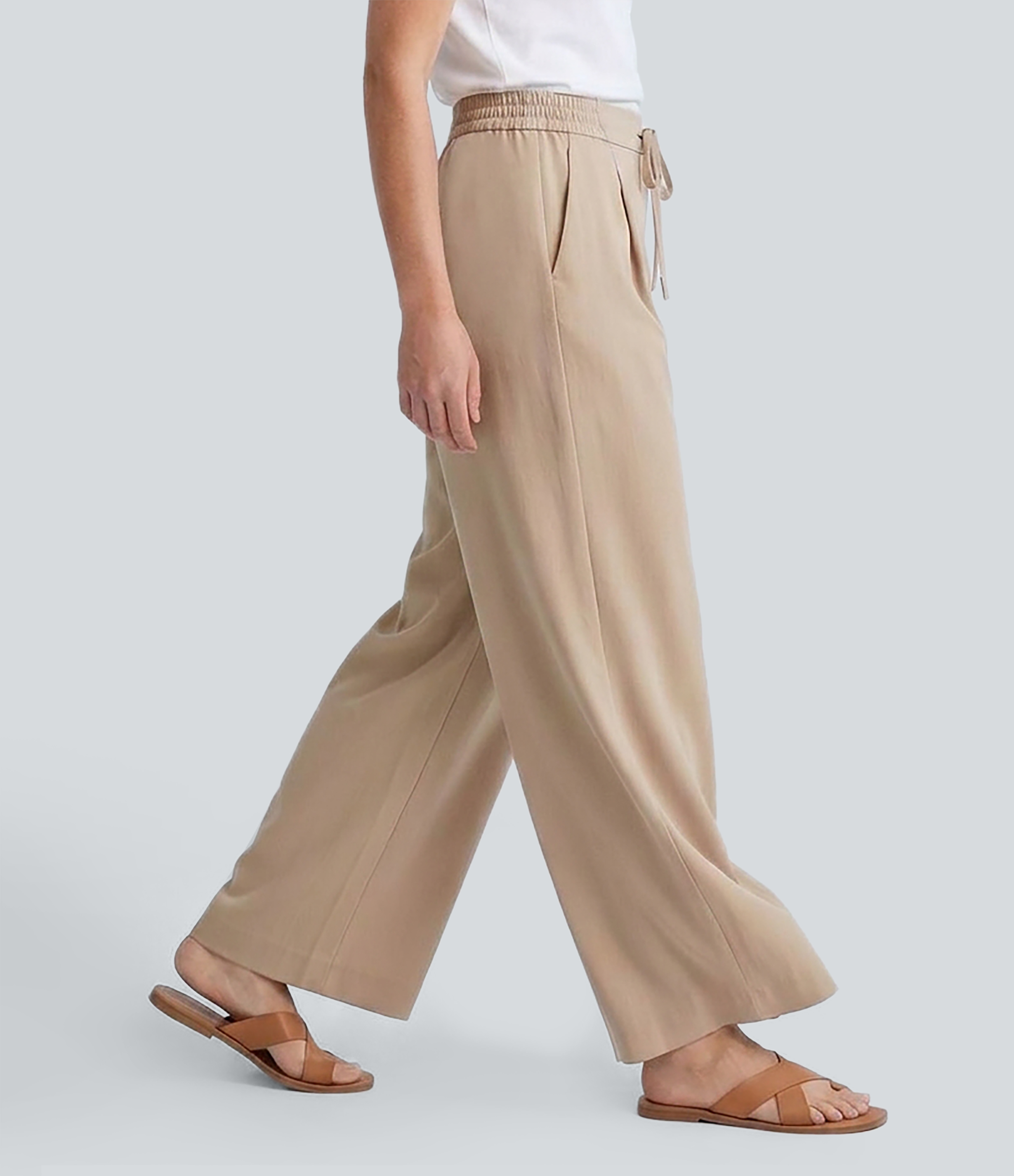 Mid Rise Drawstring Casual Pants with Pockets