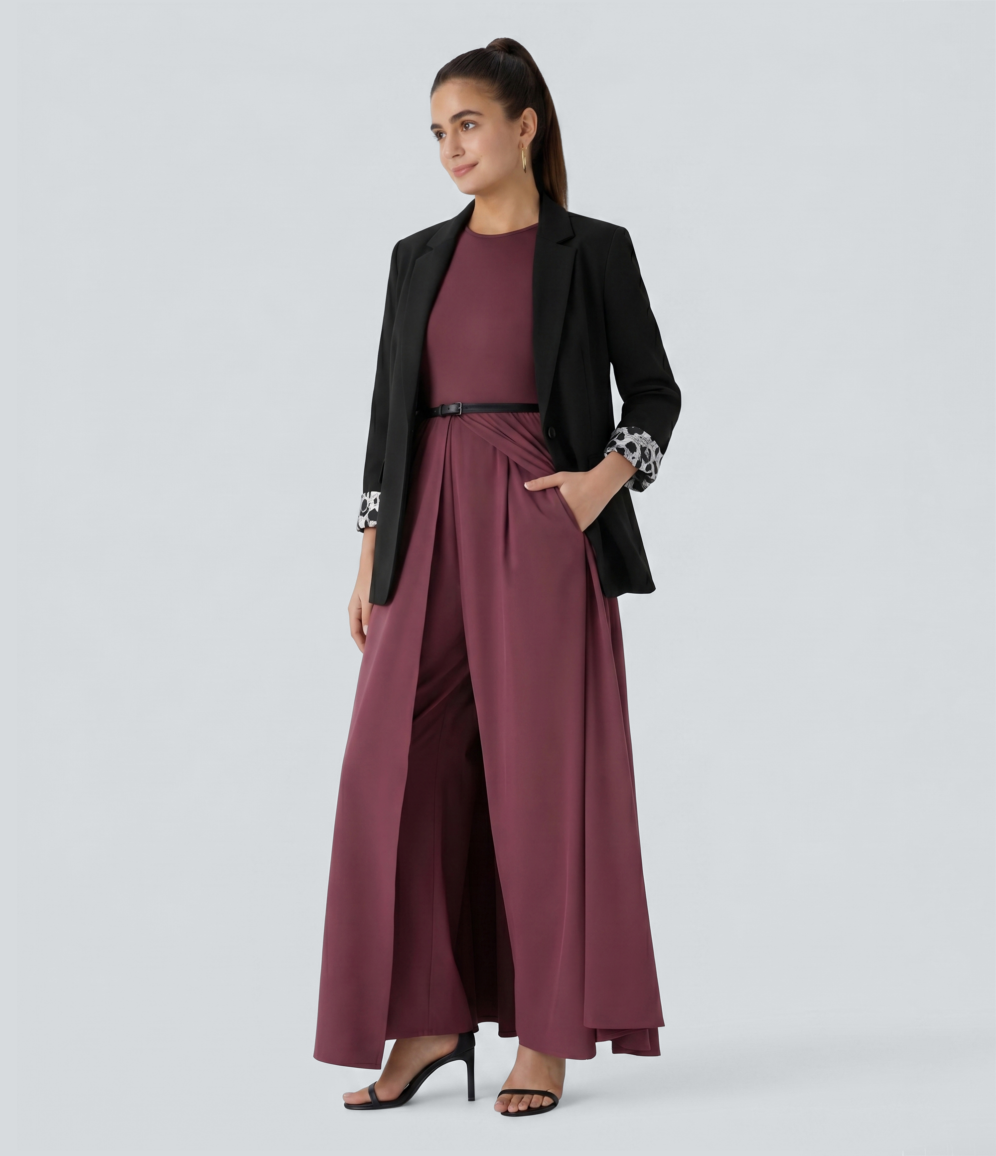 Breezeful™ Zipper Sleeveless Pocket Contrast Quick Dry Jumpsuit