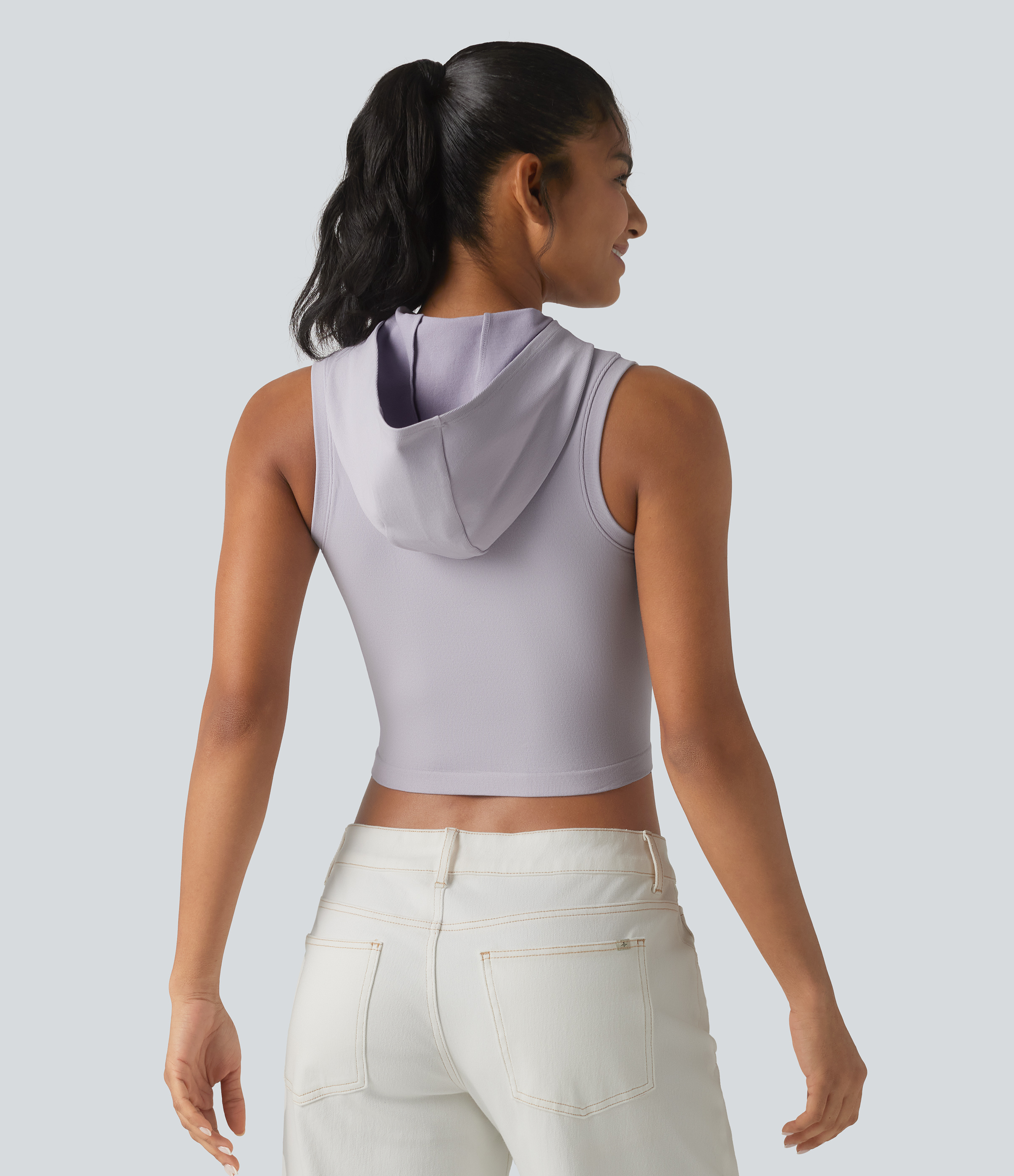 OneForm Seamless Flow Hooded Cropped Casual Tank Top