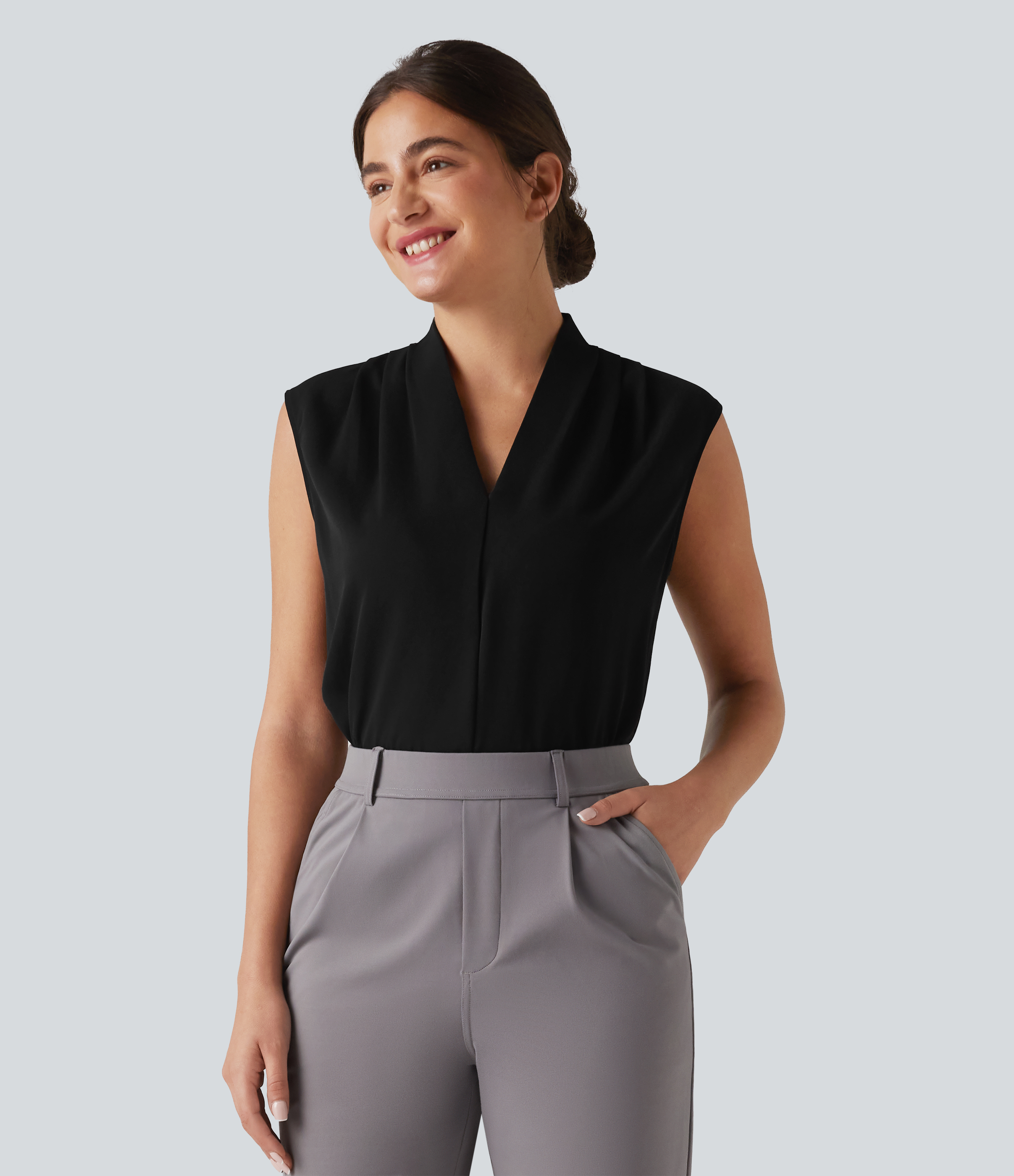 V Neck Sleeveless Work Bodysuit