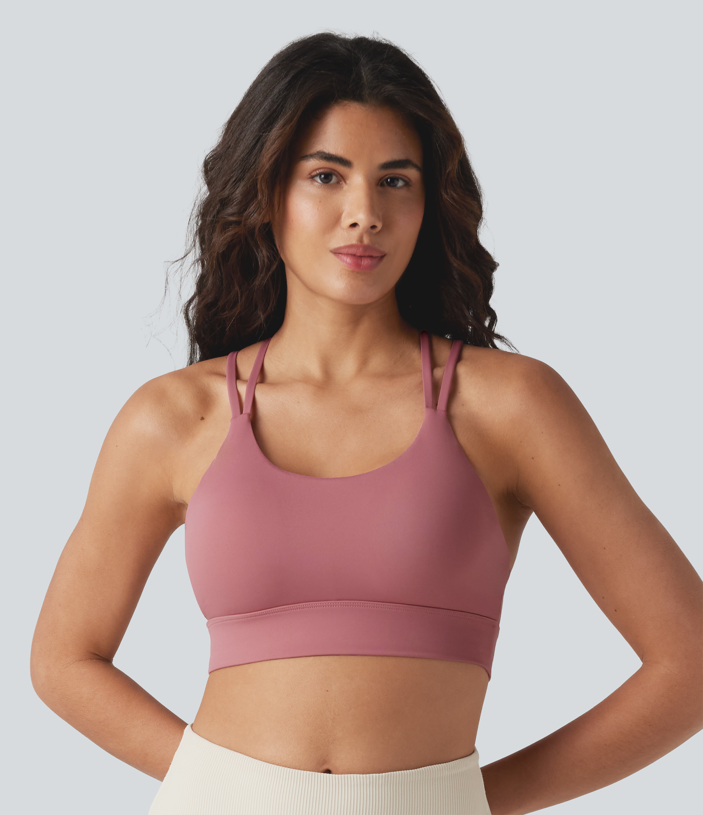 Ash Pink Low Support Built-in Bra Workout Sports Bra / 2