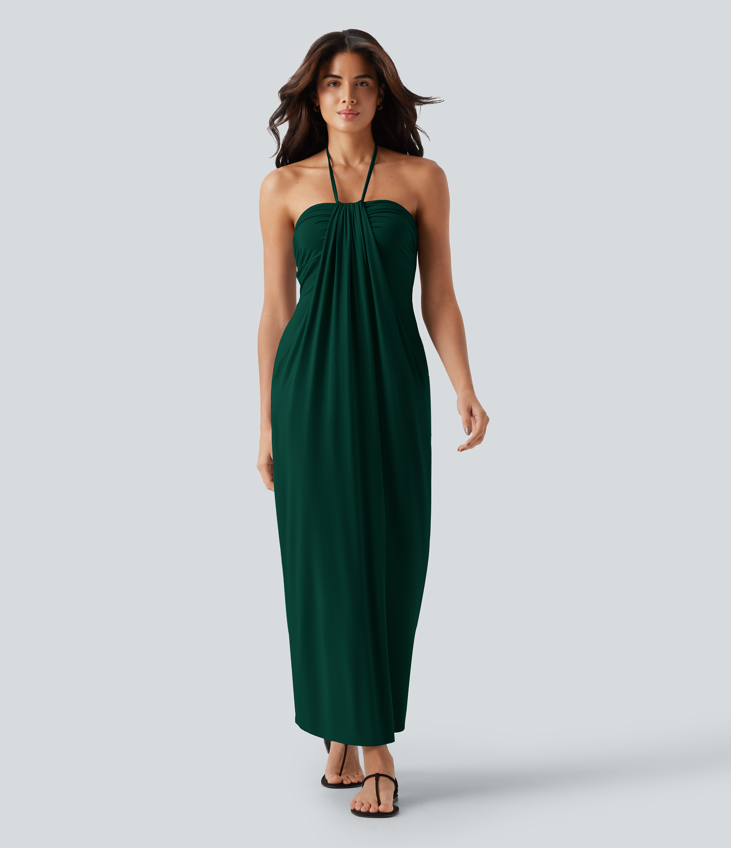 Halter Tie Back Maxi Dress with Pockets