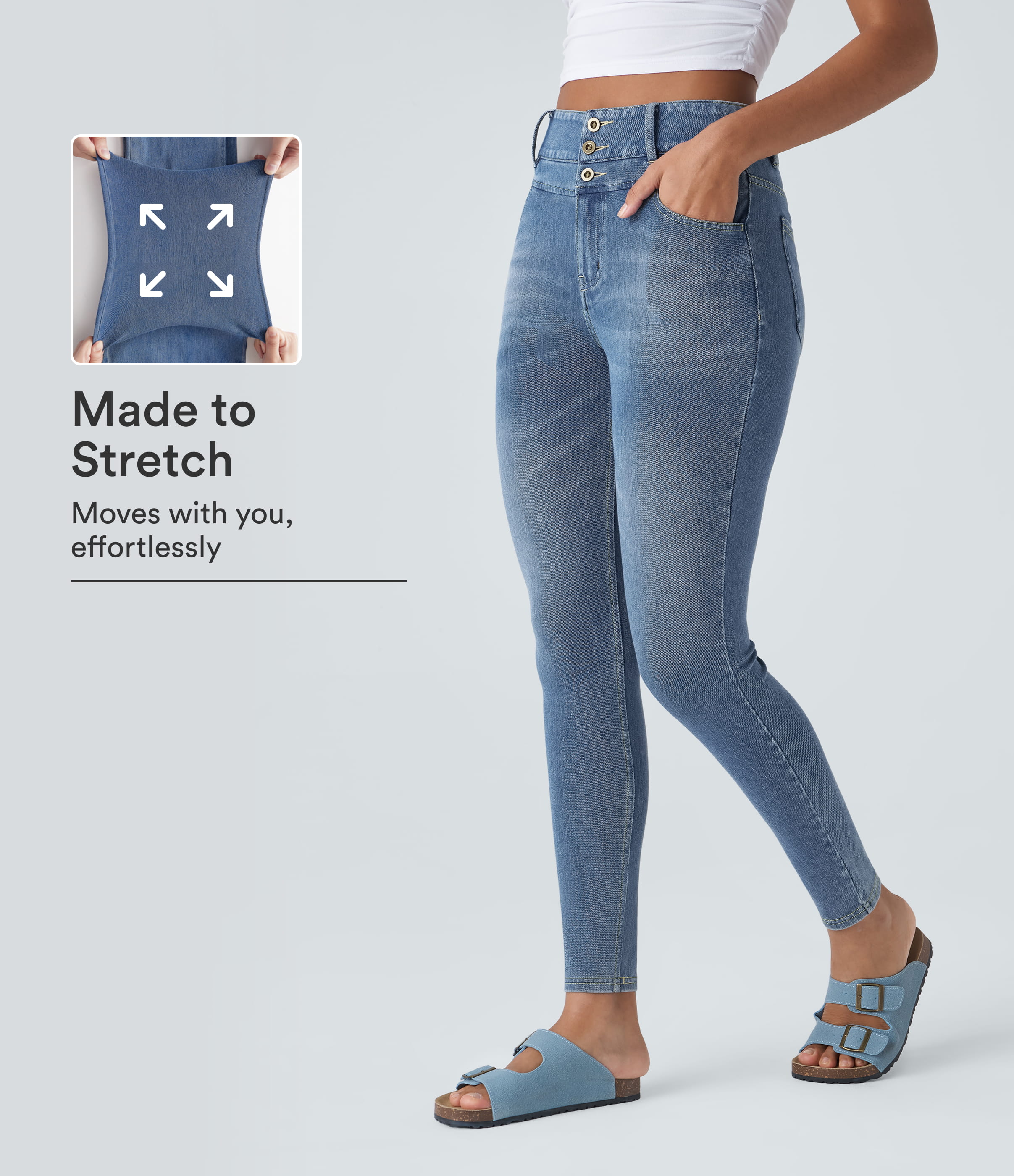 Halara Flex™ High Waisted Zipper Pockets Casual Skinny Jeans