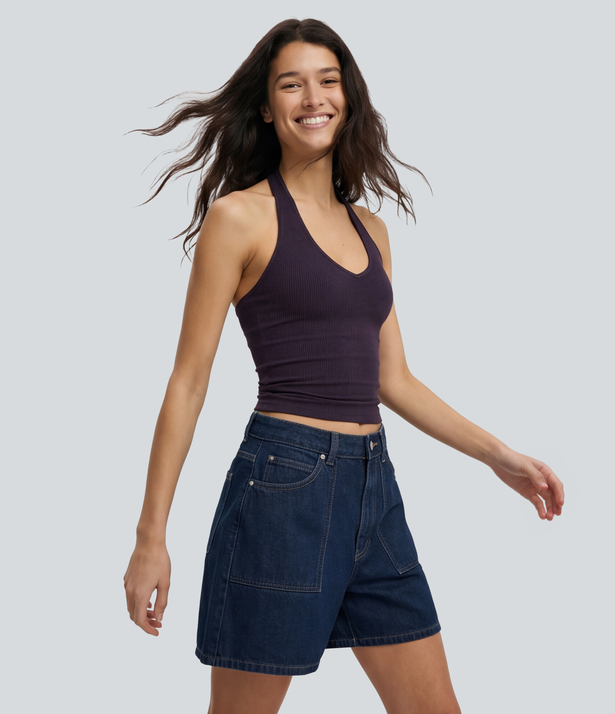 Halara Flex™ Denim Mid Rise Casual Baggy Shorts with Pockets