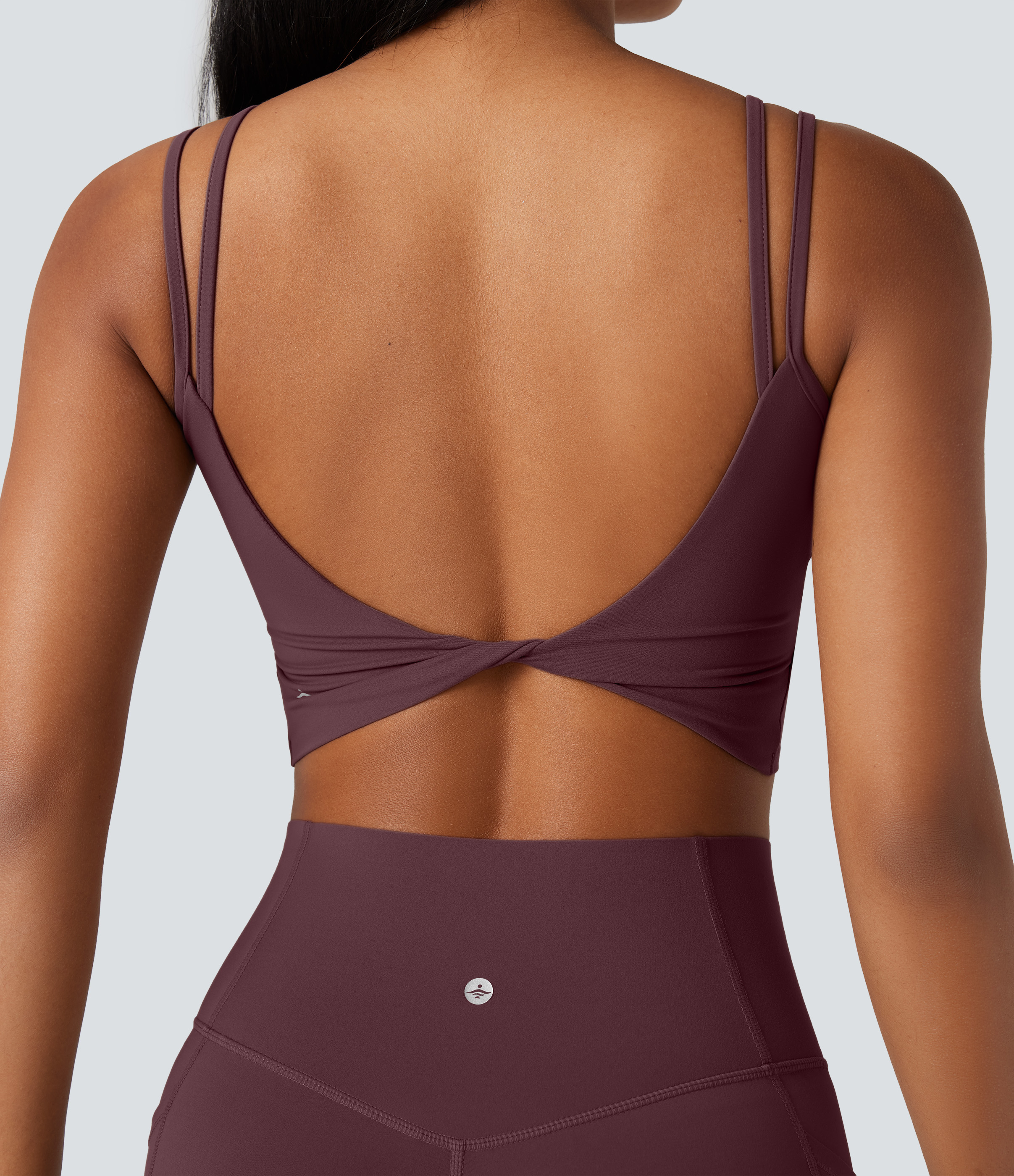 Halara UltraSculpt™ Double Straps Twisted Backless Cropped Yoga Tank Top