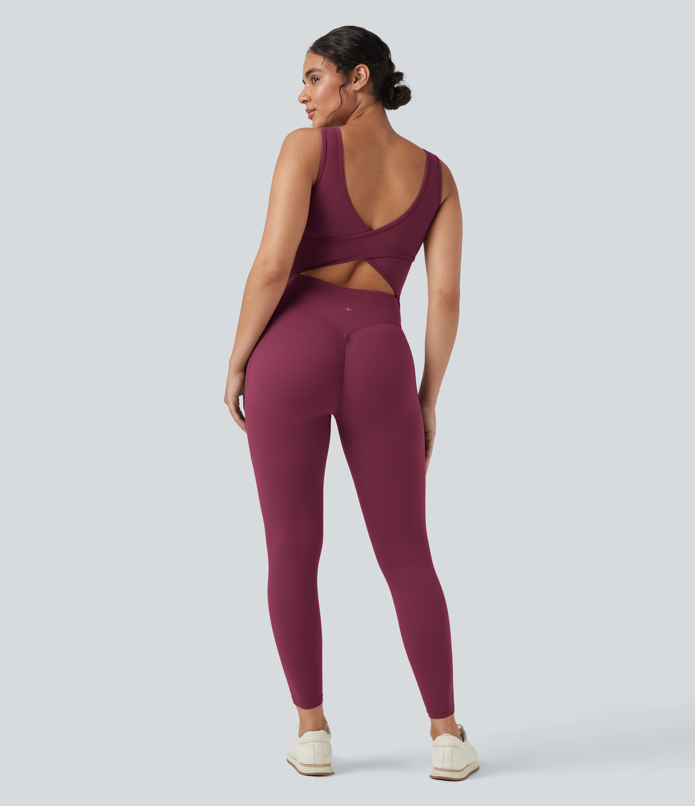 Halara UltraSculpt™ V Neck Tummy Control Butt Lifting Workout Jumpsuit with Pockets