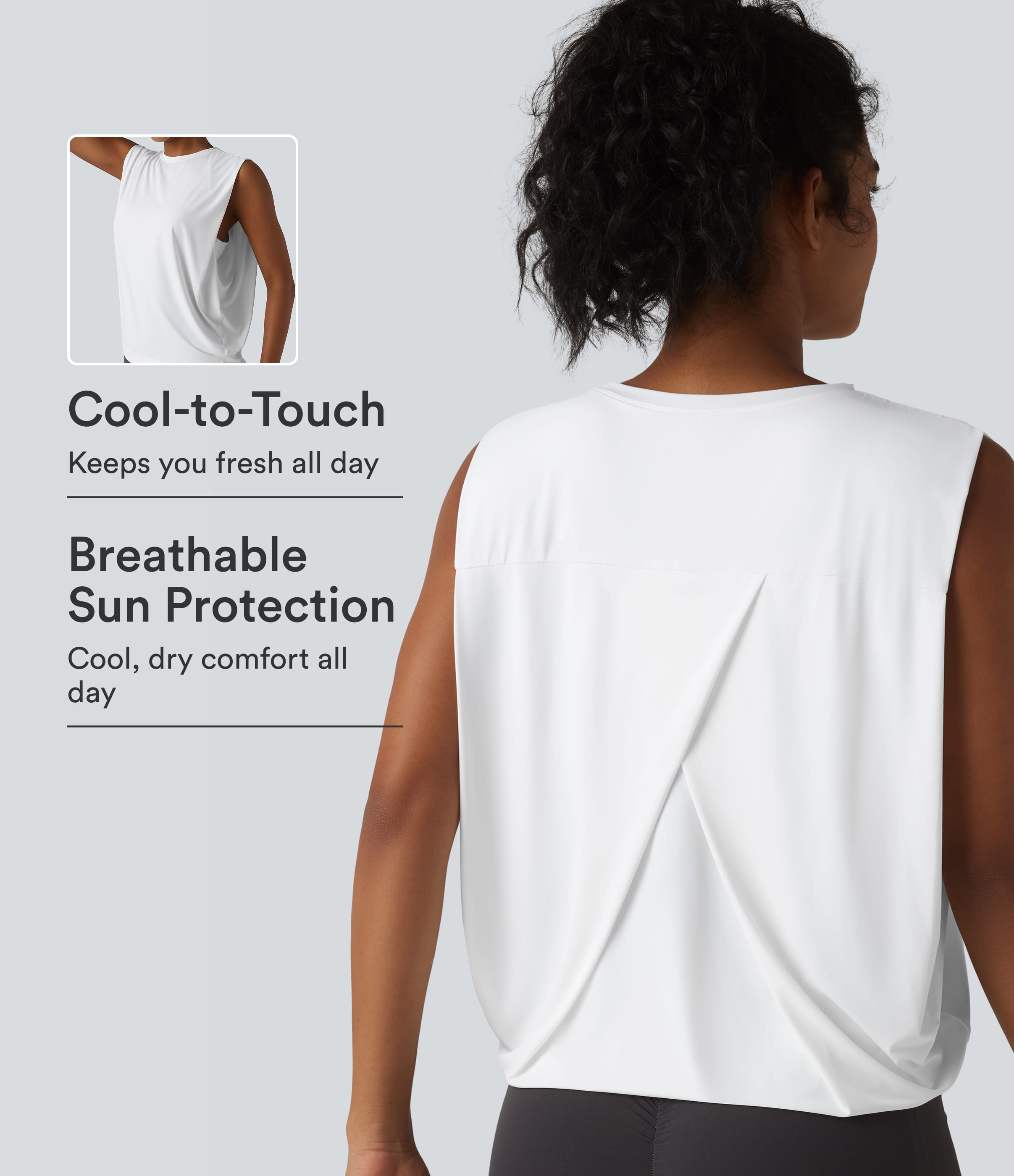 Round Neck Crossover Cool Touch Yoga Tank Top-UPF50+