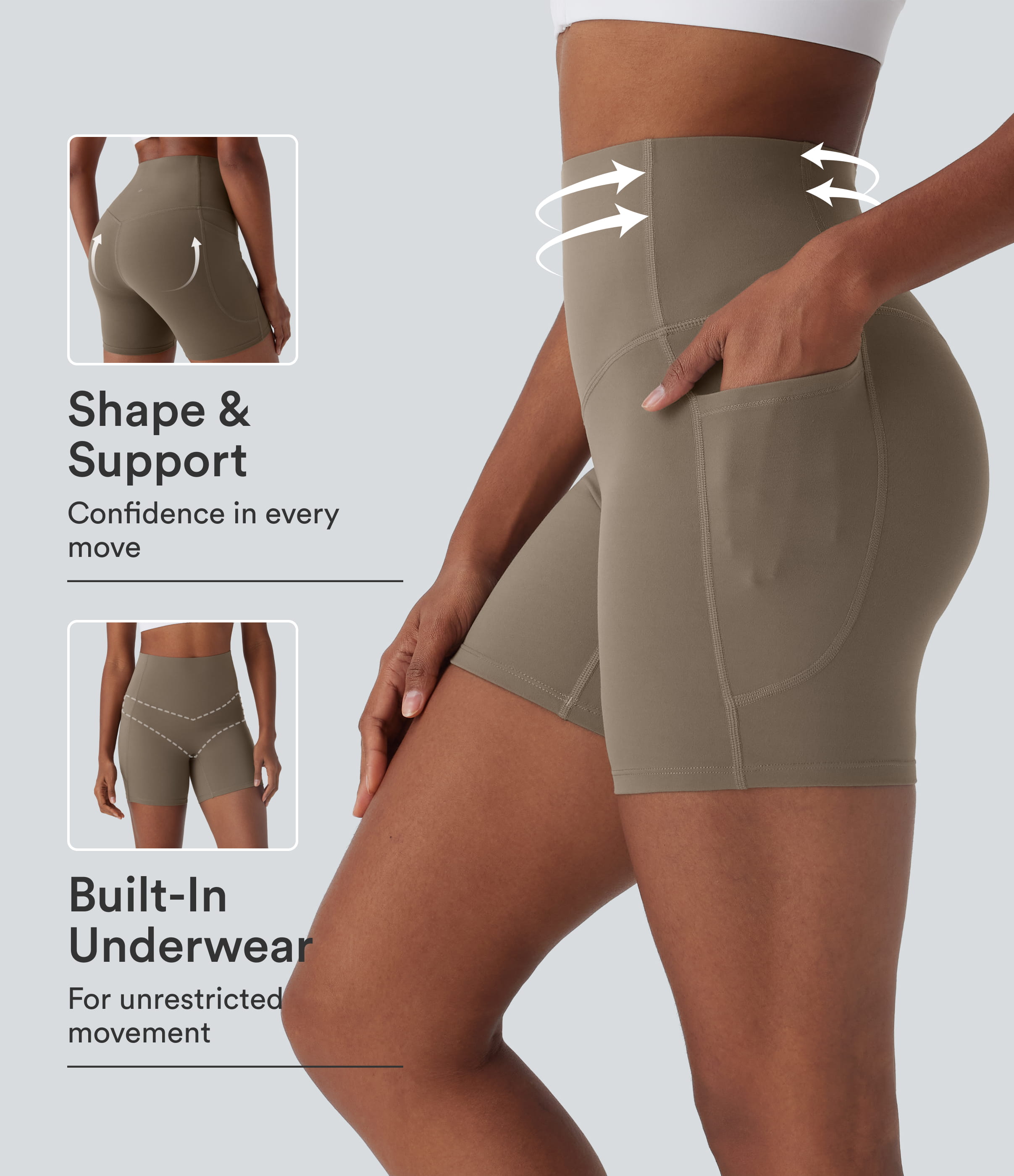 Halara UltraSculpt™ High Waisted Tummy Control Built-in Underwear Shaping Training Biker Shorts 5'' With Pockets