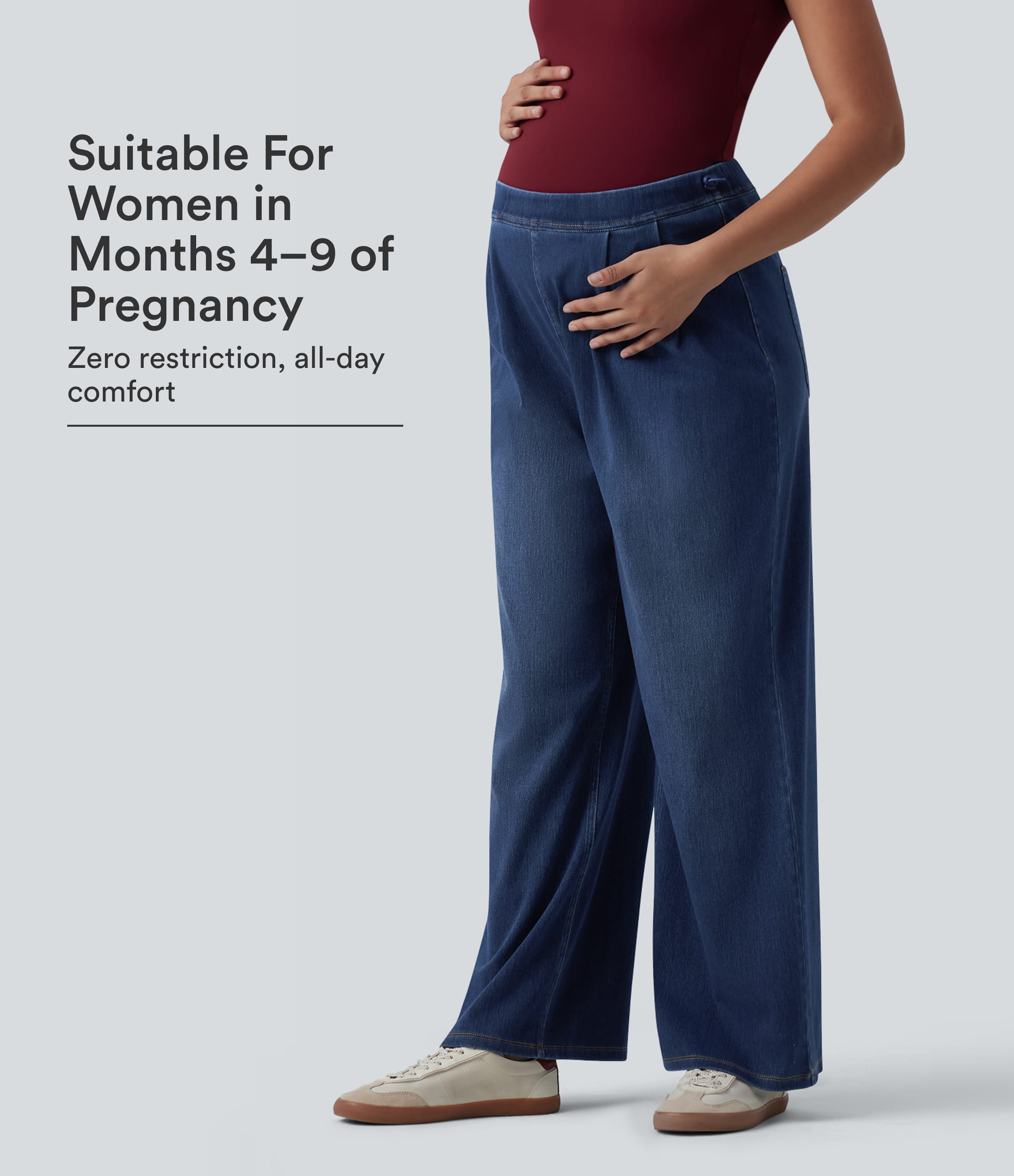 Halara Flex™ High Waisted Wide Leg Casual Maternity Jeans with Pockets