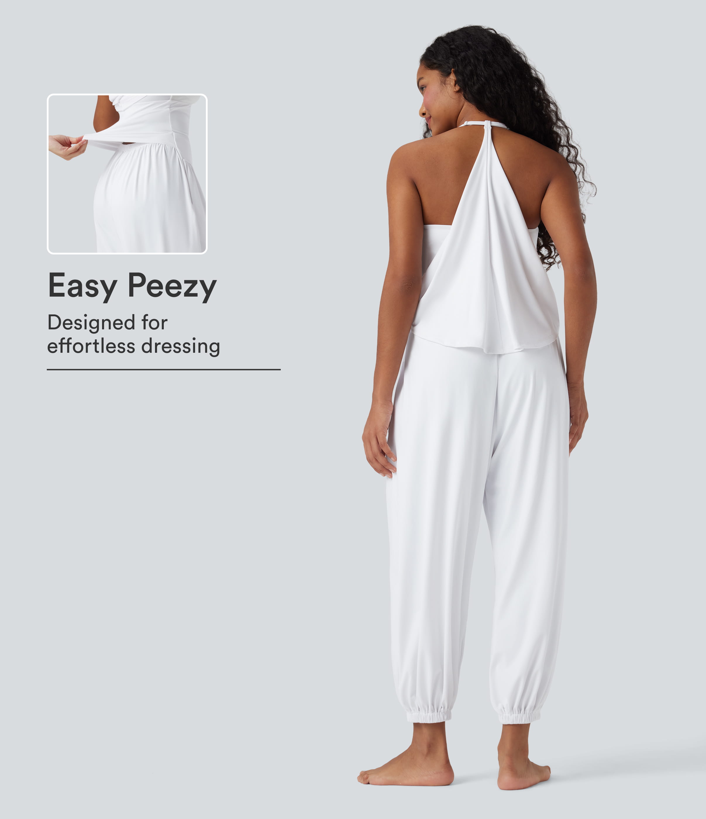SoftlyZero™ Luftige Neckholder-Yoga-Latzhose ohne Ärmel mit Kühl-Touch und Taschen - Leicht gemacht - UPF50+