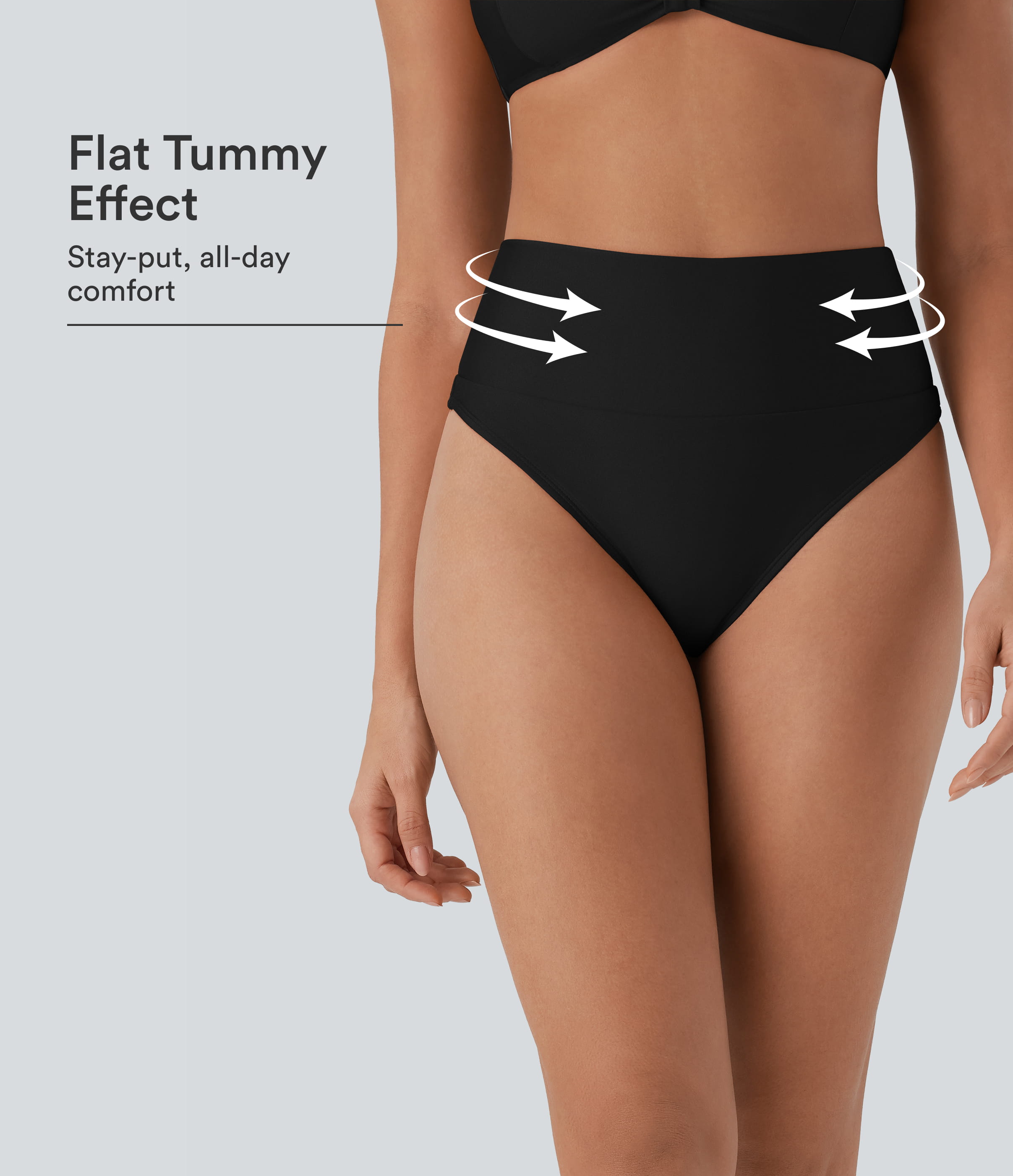 High Waisted Tummy Control Sheen Bikini Bottom Swimsuit