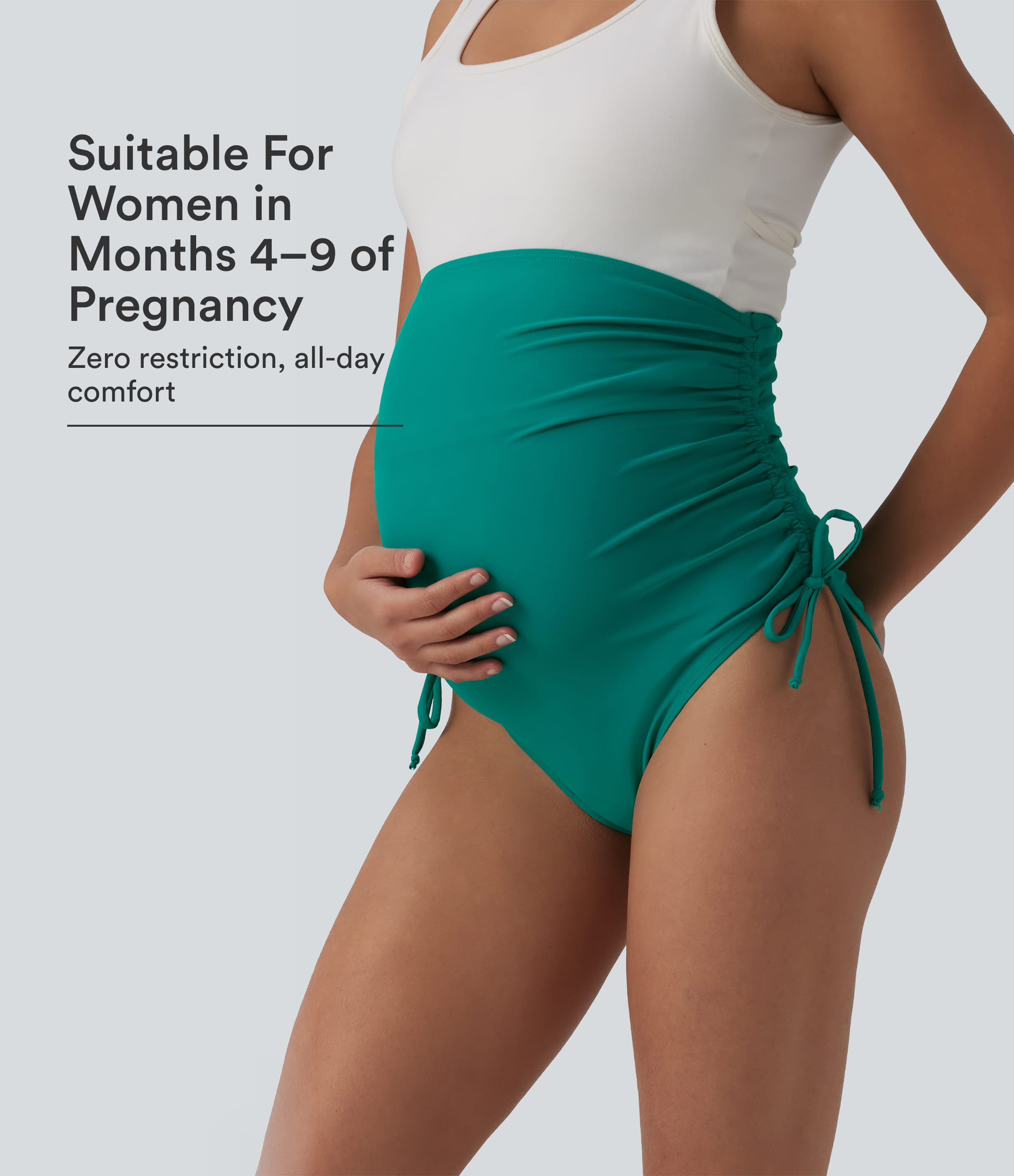 Super High Waisted Drawstring Ruched Maternity Bikini Bottom Swimsuit