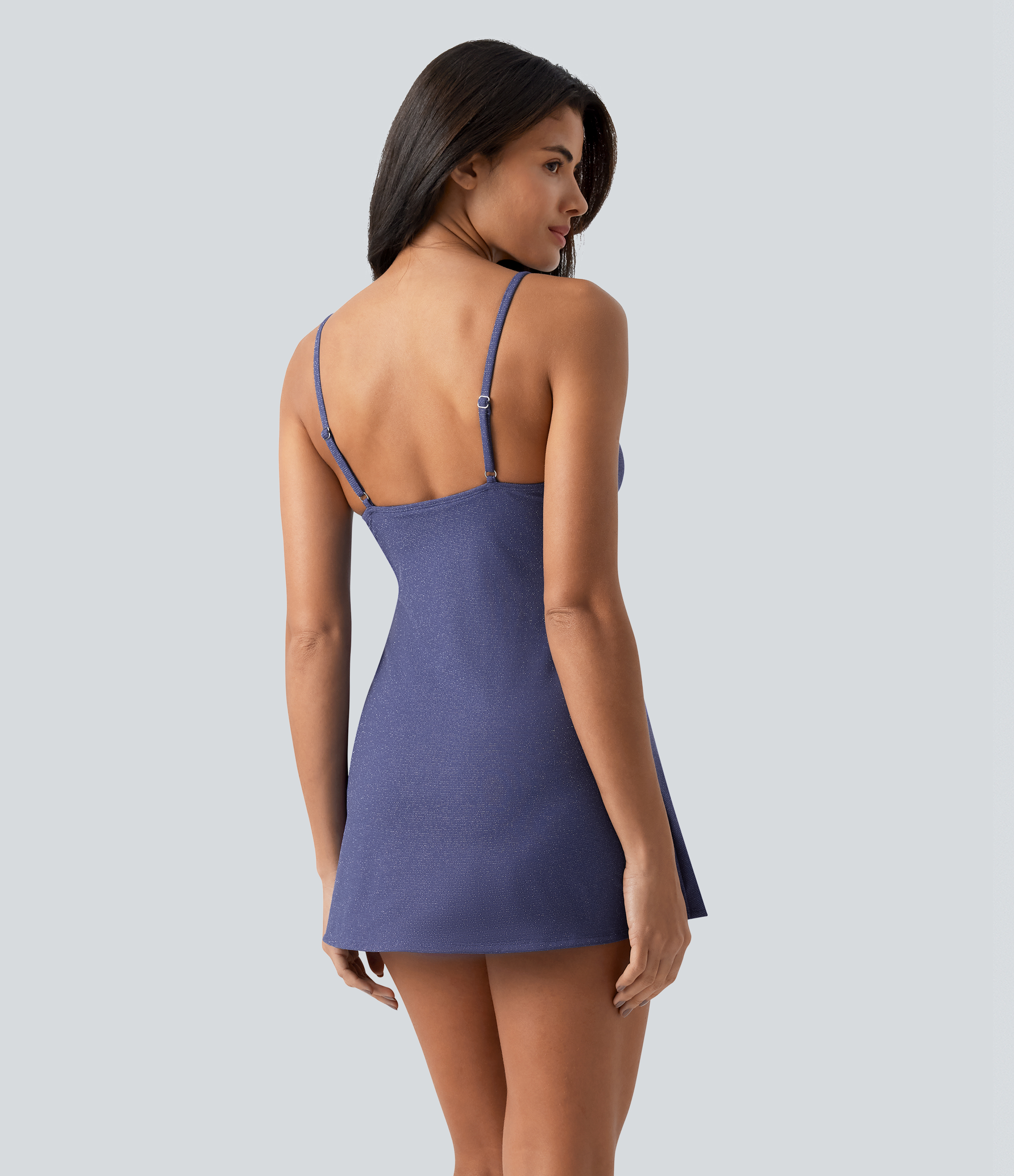 Skipper Blue Maillot de bain une-pièce métallisé à col en V avec soutien‑gorge intégré, effet gainant et poches / 2