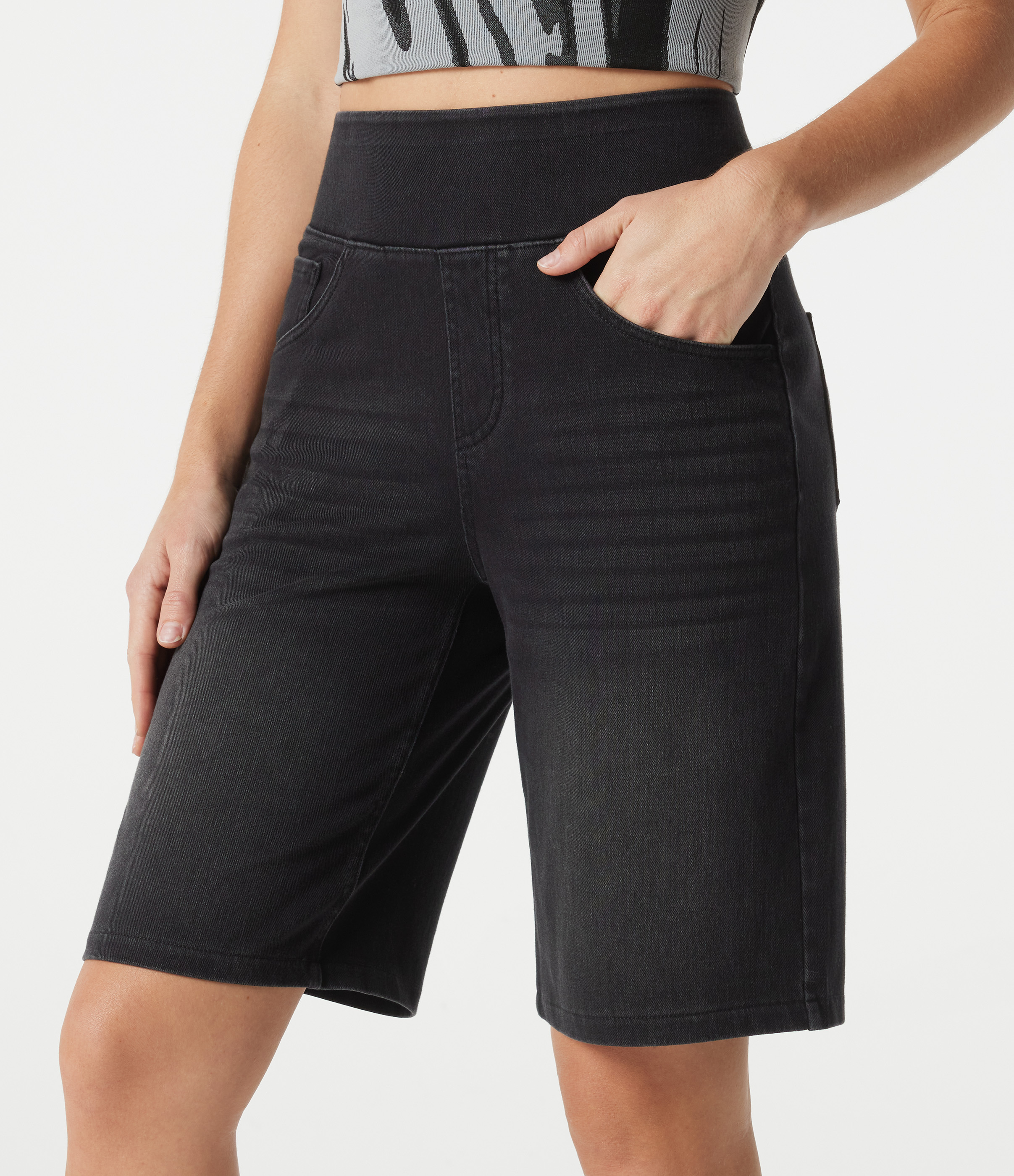Halara Flex™ High Waisted Denim Casual Bermuda Shorts with Pockets