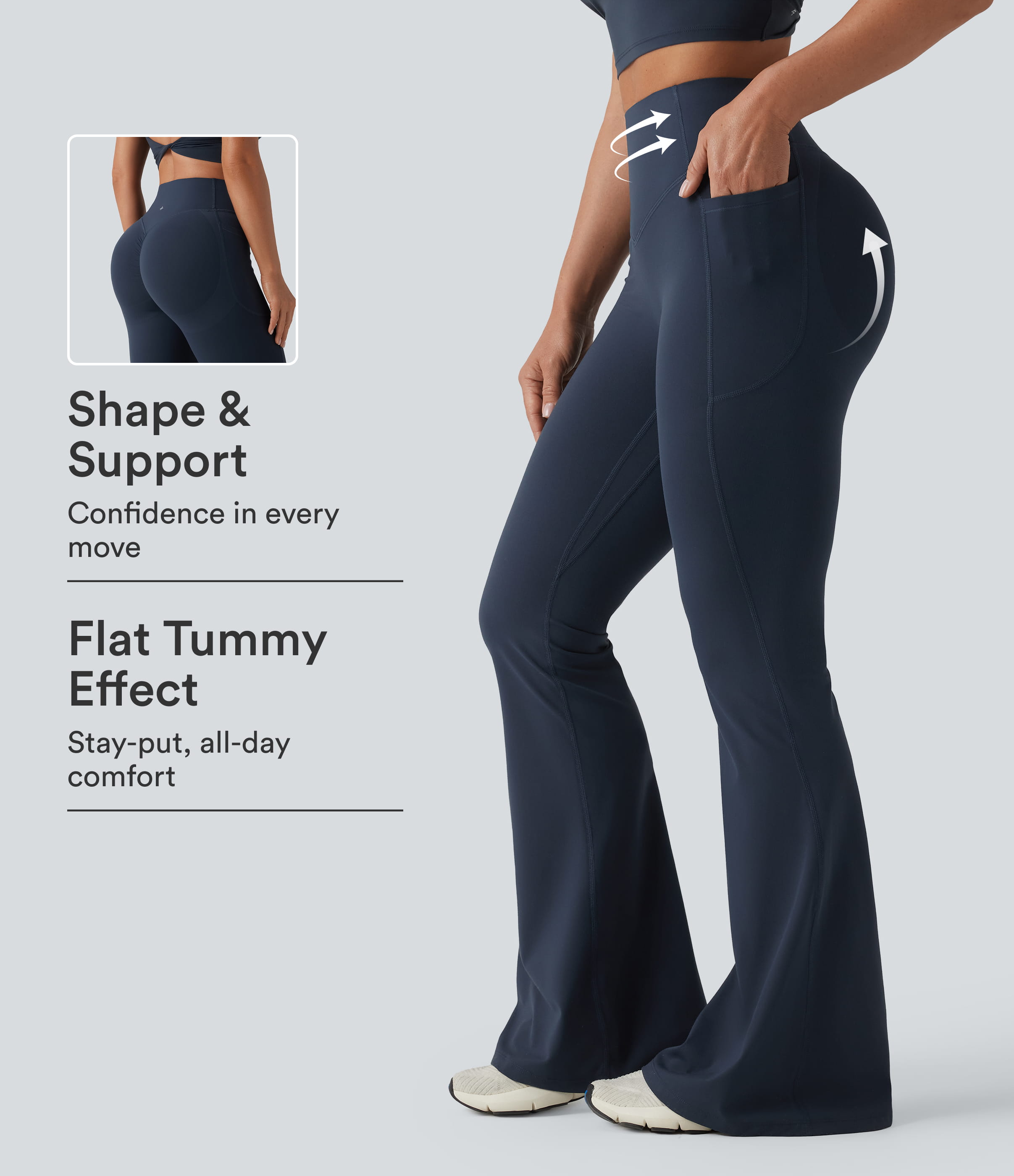 Halara UltraSculpt™ High Waisted Scrunch Butt Lifting Tummy Control Shaping Yoga Flare Leggings with Pockets
