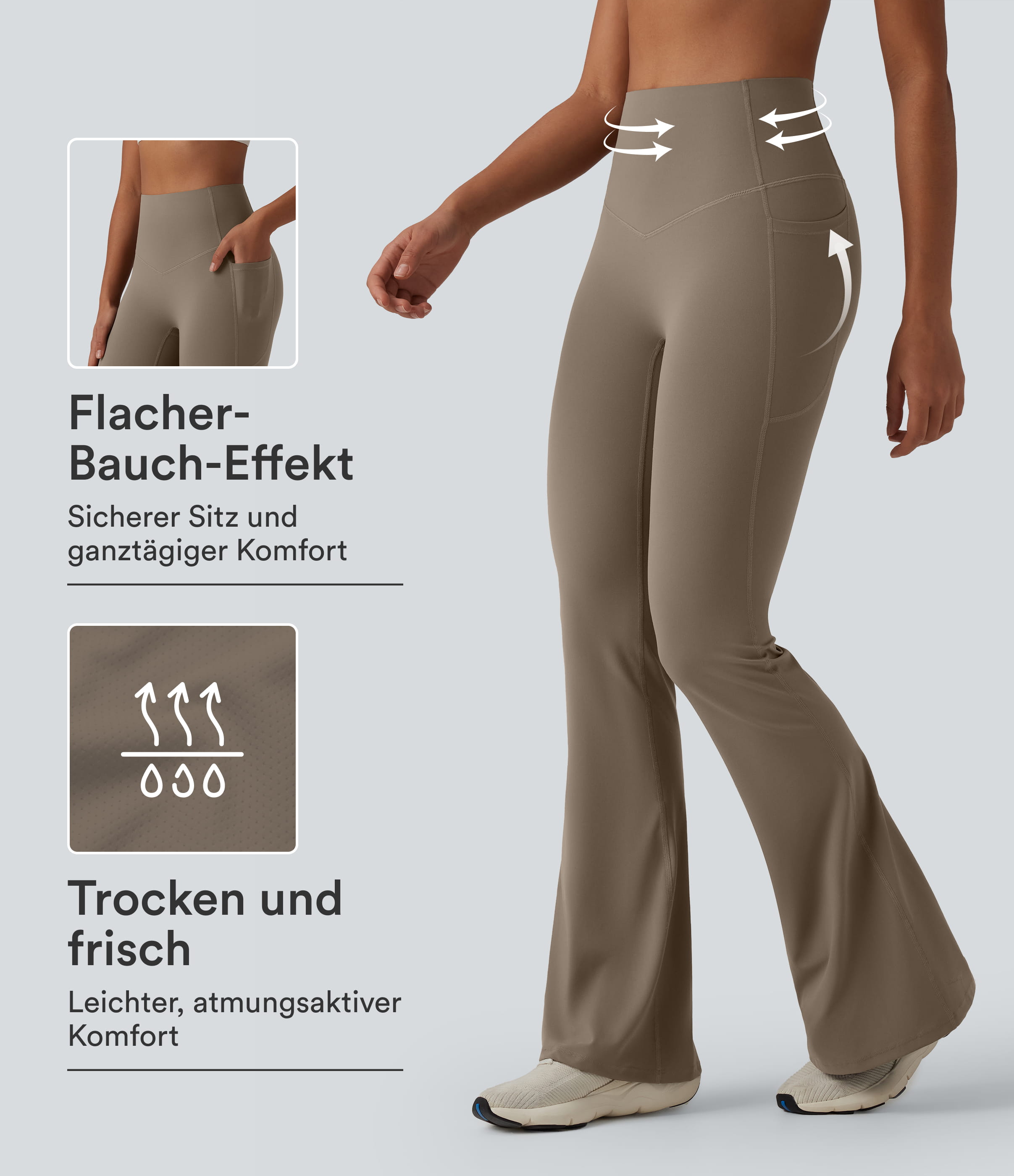 Halara UltraSculpt™ - Flare-Yoga-Leggings mit hohem Bund, Seitentaschen und Bauchkontrolle