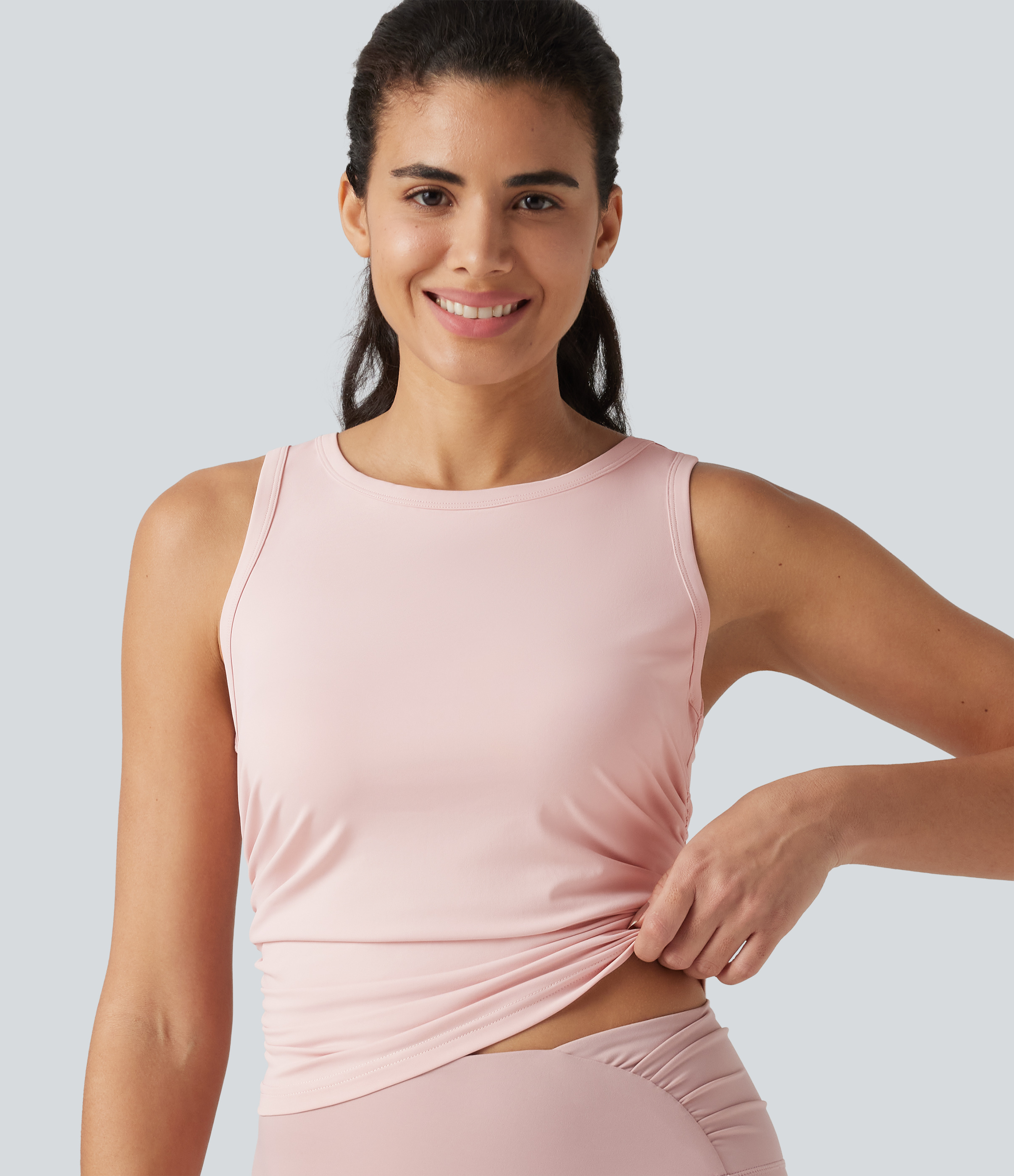 Top de Yoga con Cuello Redondo y Espalda Deportiva Fruncido