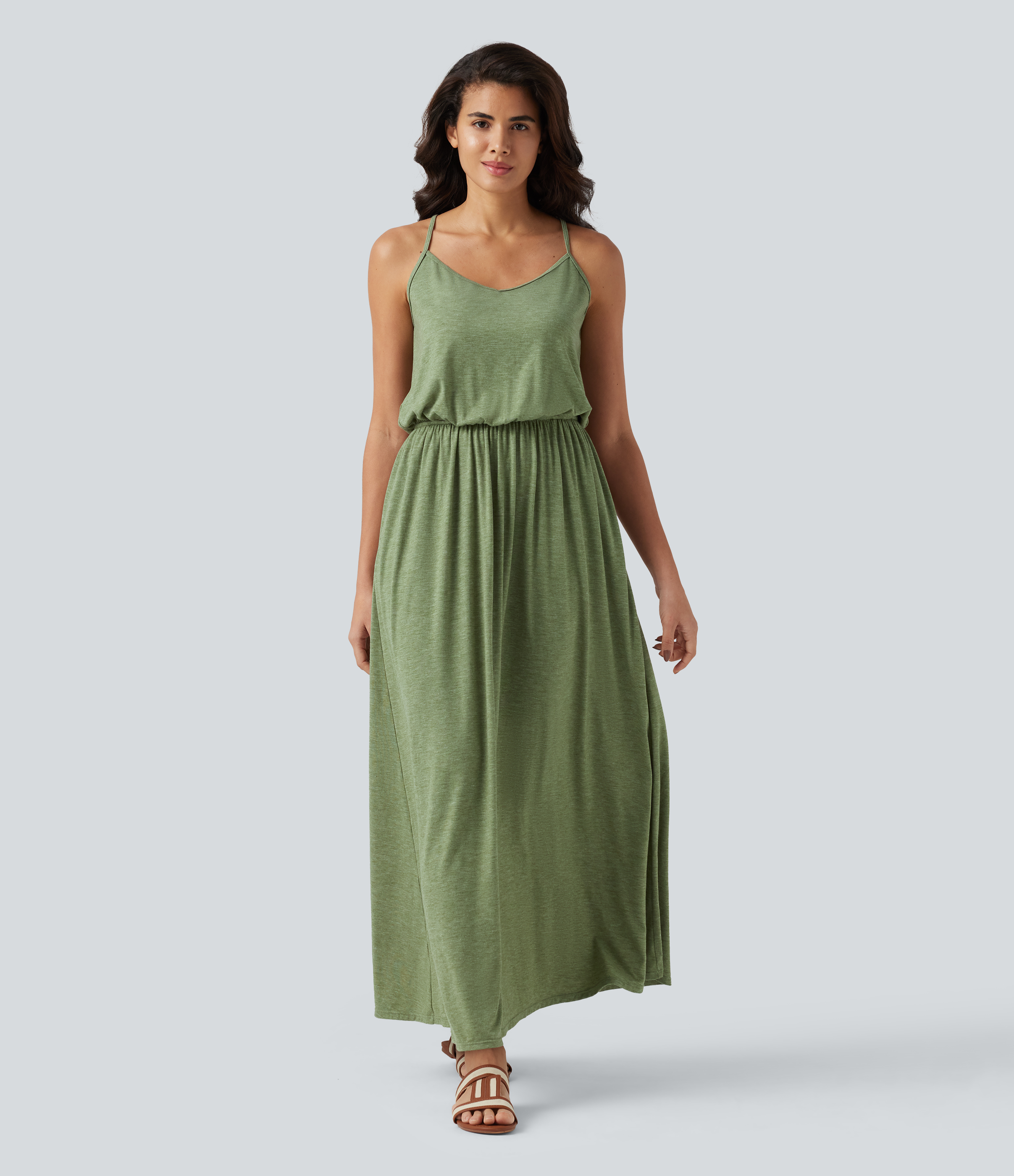 Maxi Flowy Slip Dress with Pockets