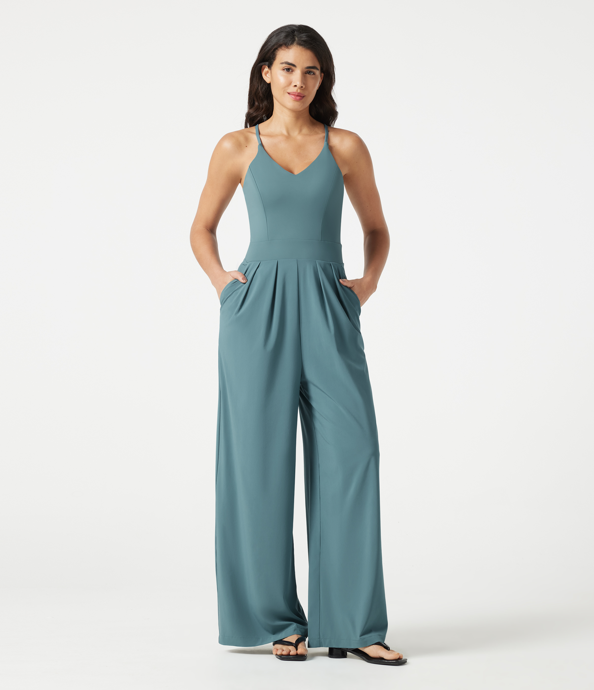 Breezeful™ Combinaison Dos Nu Poche Zippée Invisible Sur le Côté Jambe Large Séchage Rapide