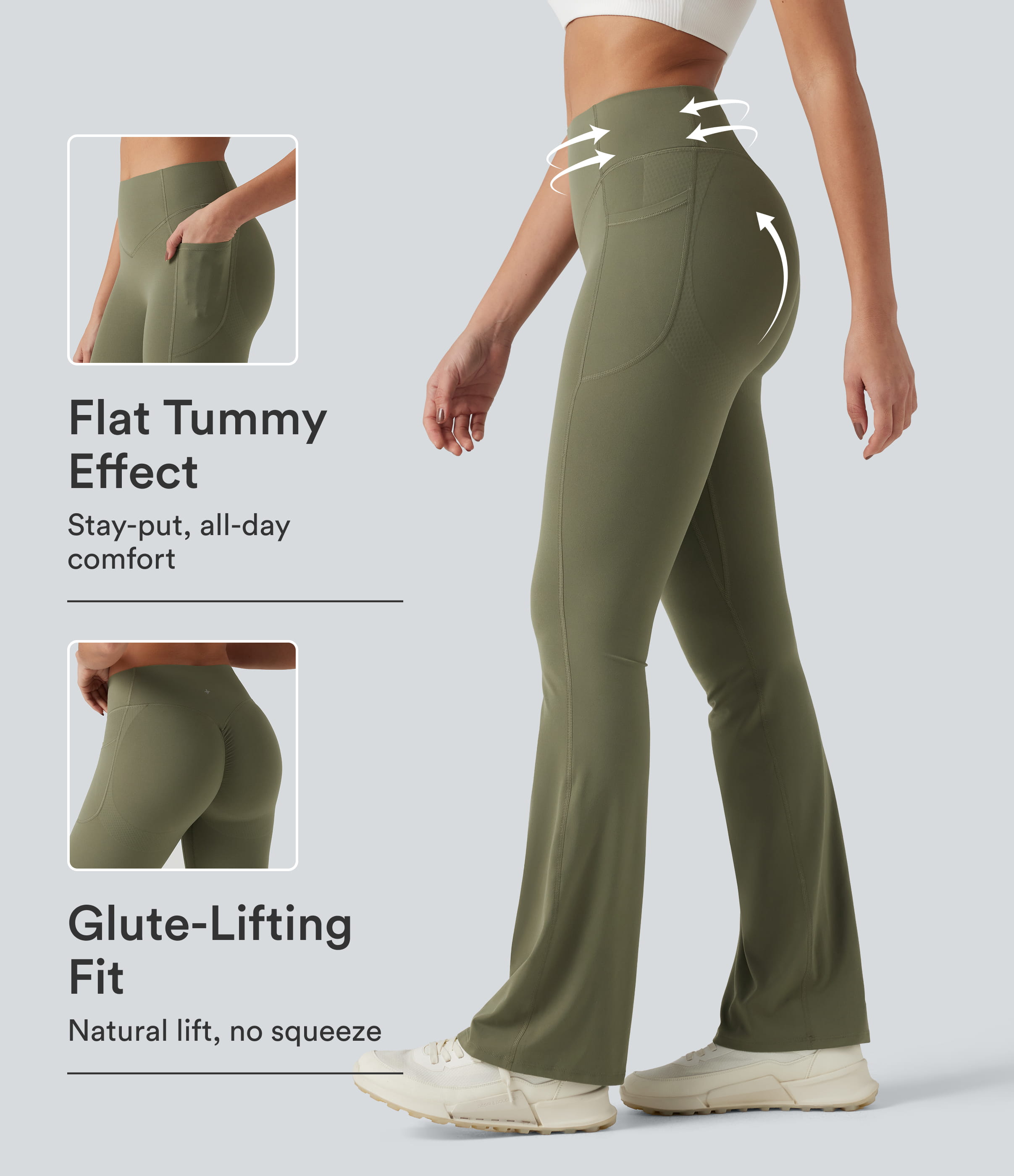Halara UltraSculpt™ High Waisted Scrunch Butt Lifting Tummy Control Pocket Shaping Yoga Bootcut Leggings