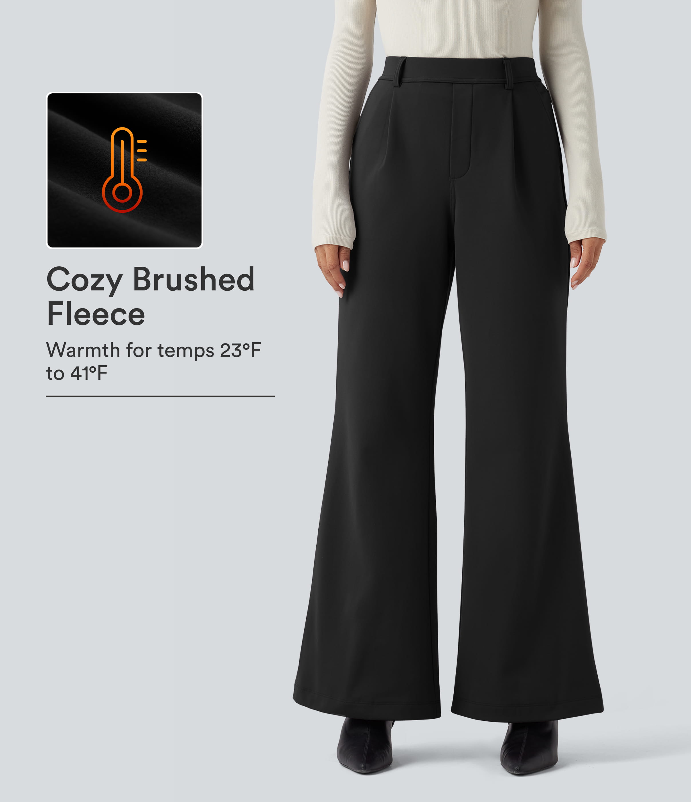 SoftlyZero™ Plush Thermal High Waisted Work Flare Pants with Pockets