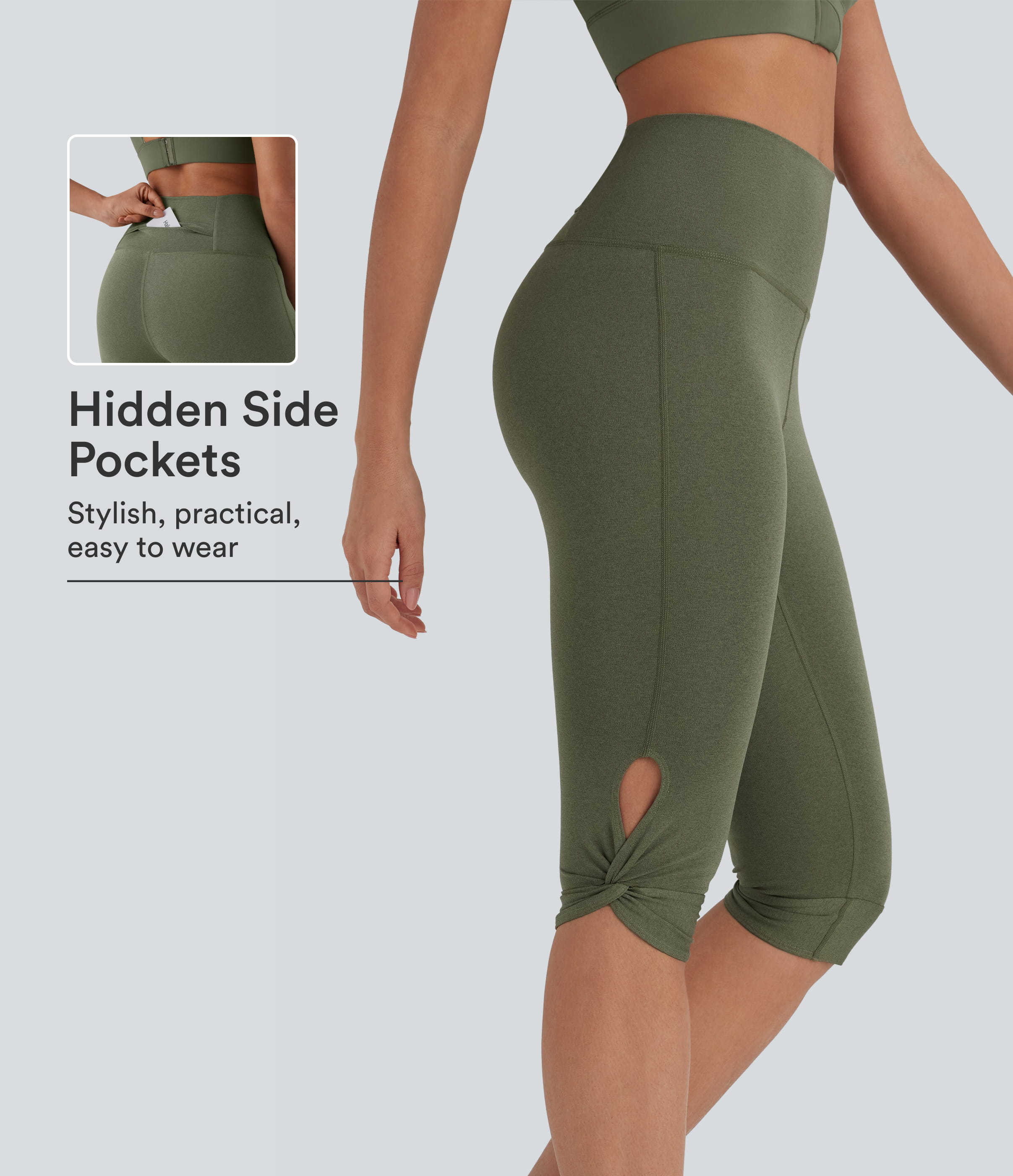 High-Waisted Cut-Out Quick-Dry Yoga Pedal Pusher Leggings with Pocket