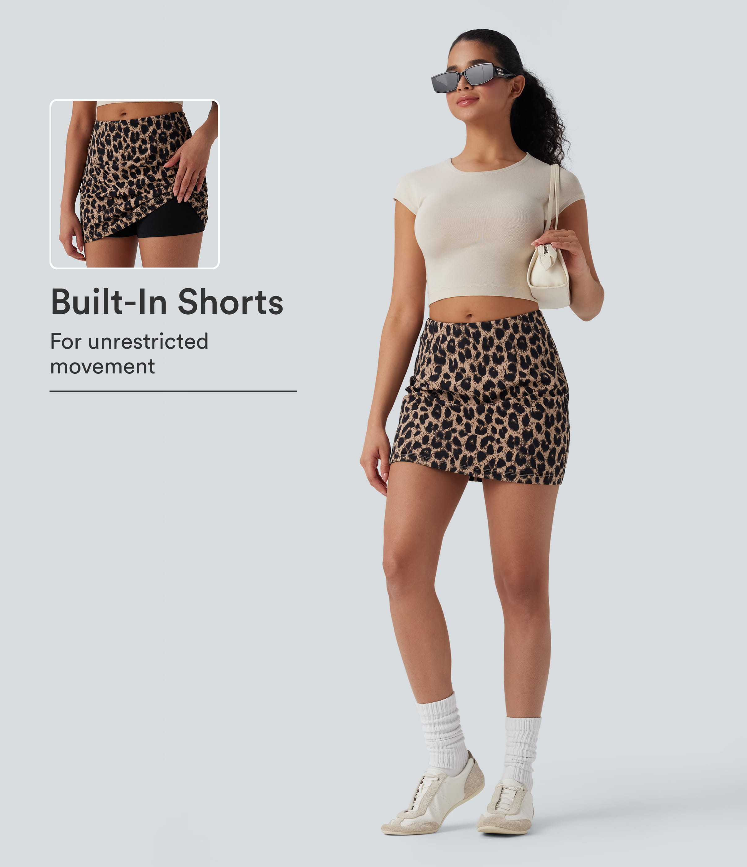 Halara UltraSculpt™ Leopard Print Mid Rise 2-in-1 Bodycon Mini Casual Skirt