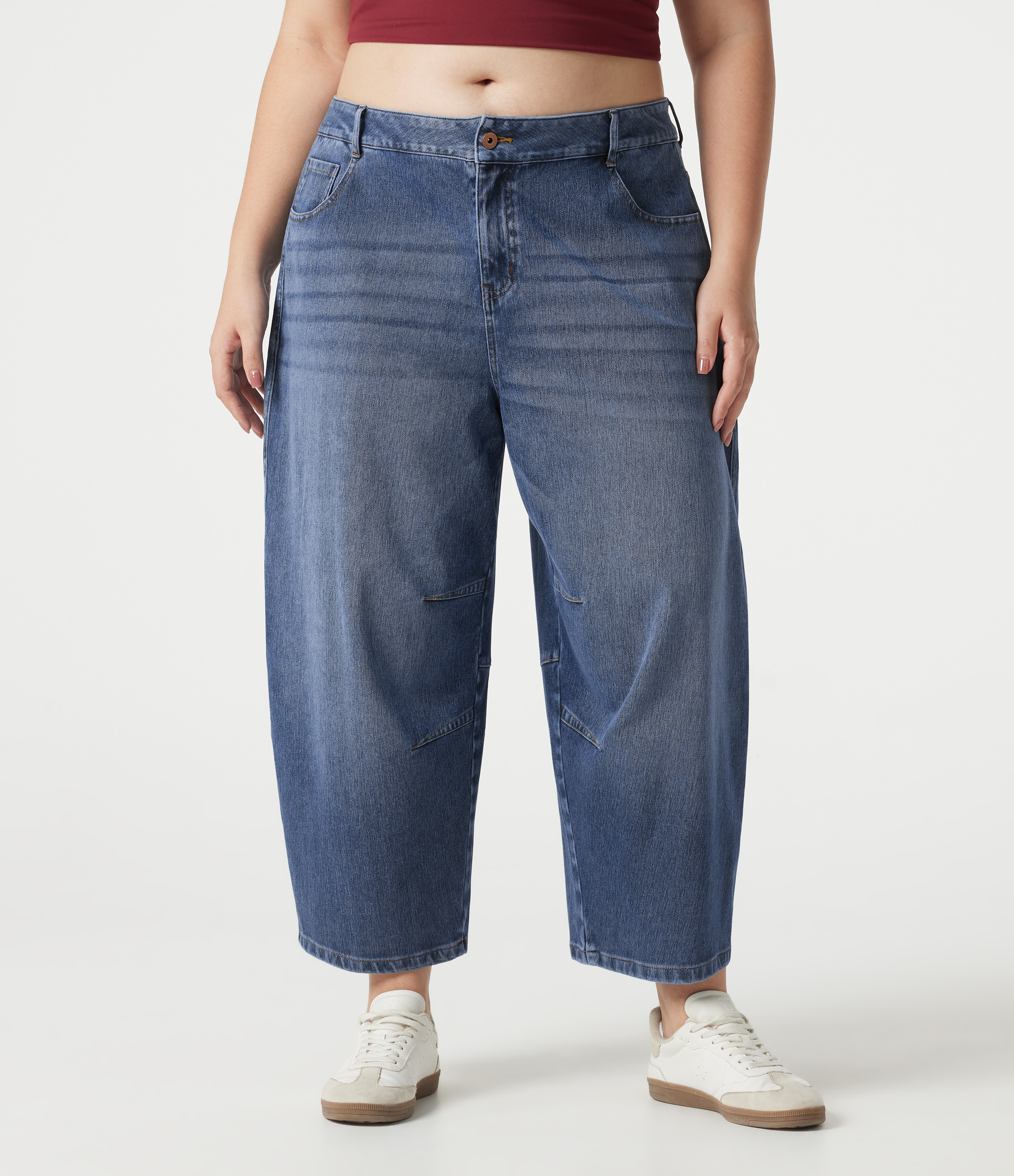 Halara Flex™ Low Rise Barrel Leg Casual Plus Size Jeans with Pockets