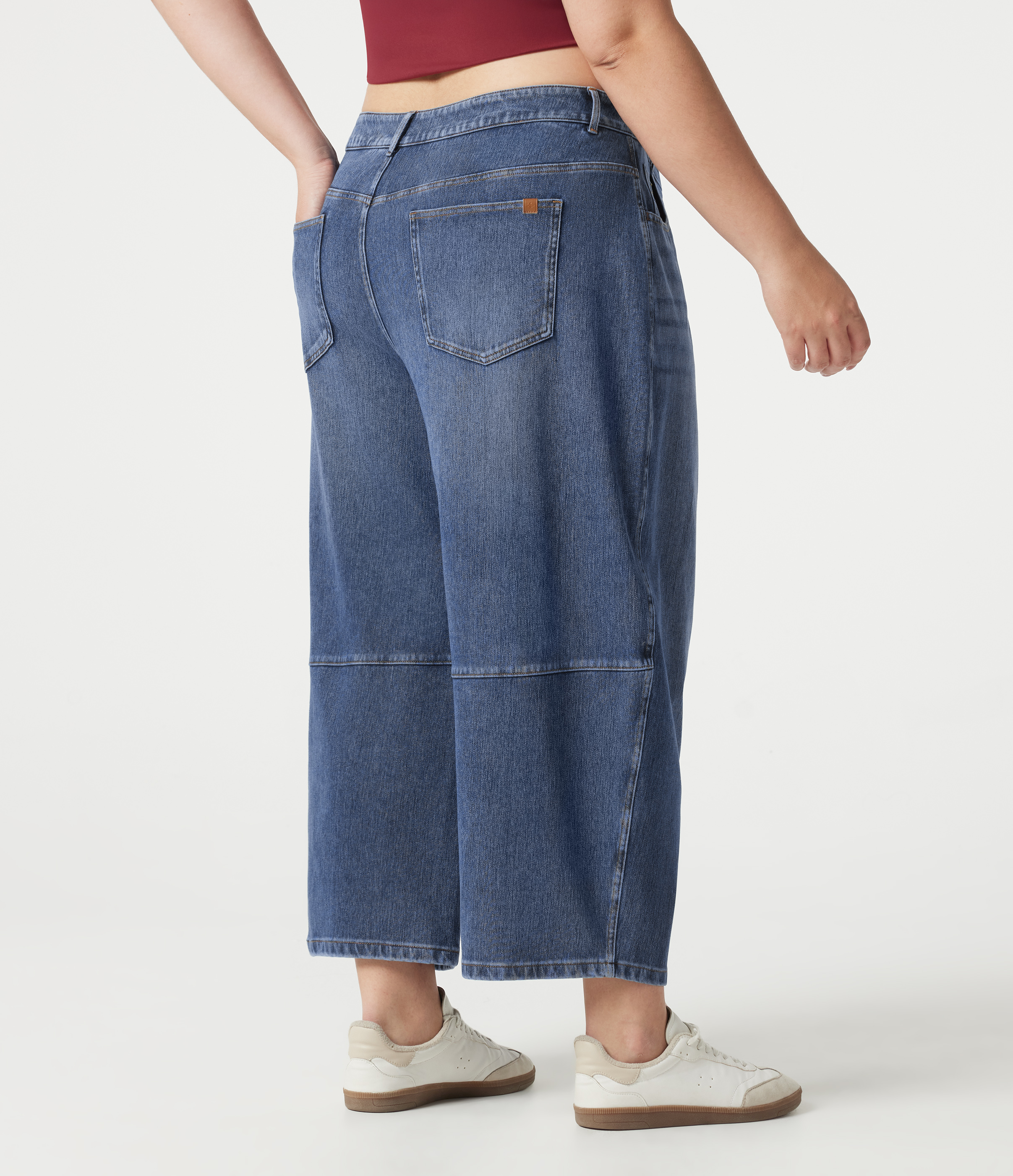 Mist Blue Denim Halara Flex™ Jean barrel grande taille coupe ballon taille basse avec poches / 2