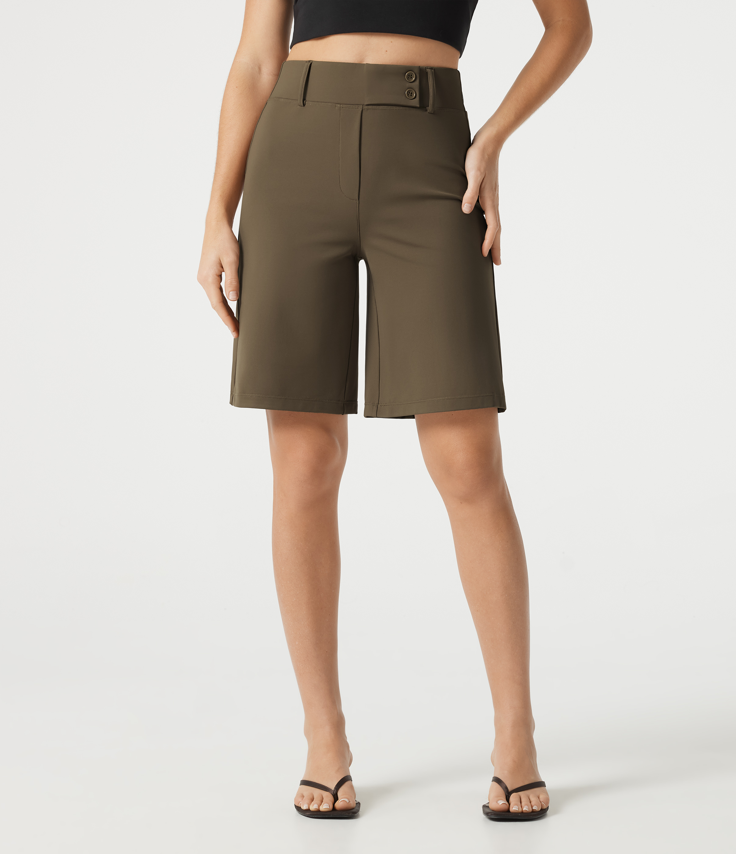 DayStretch High Waisted Work Baggy Shorts with Pockets