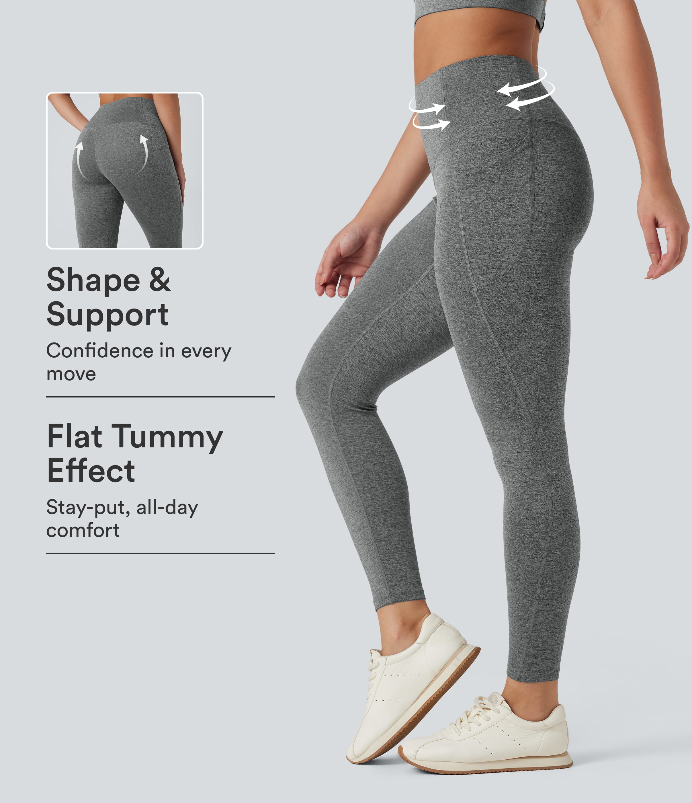 Halara UltraSculpt™ Heathered High Waisted Tummy Control Quick Dry Yoga Leggings with Pockets