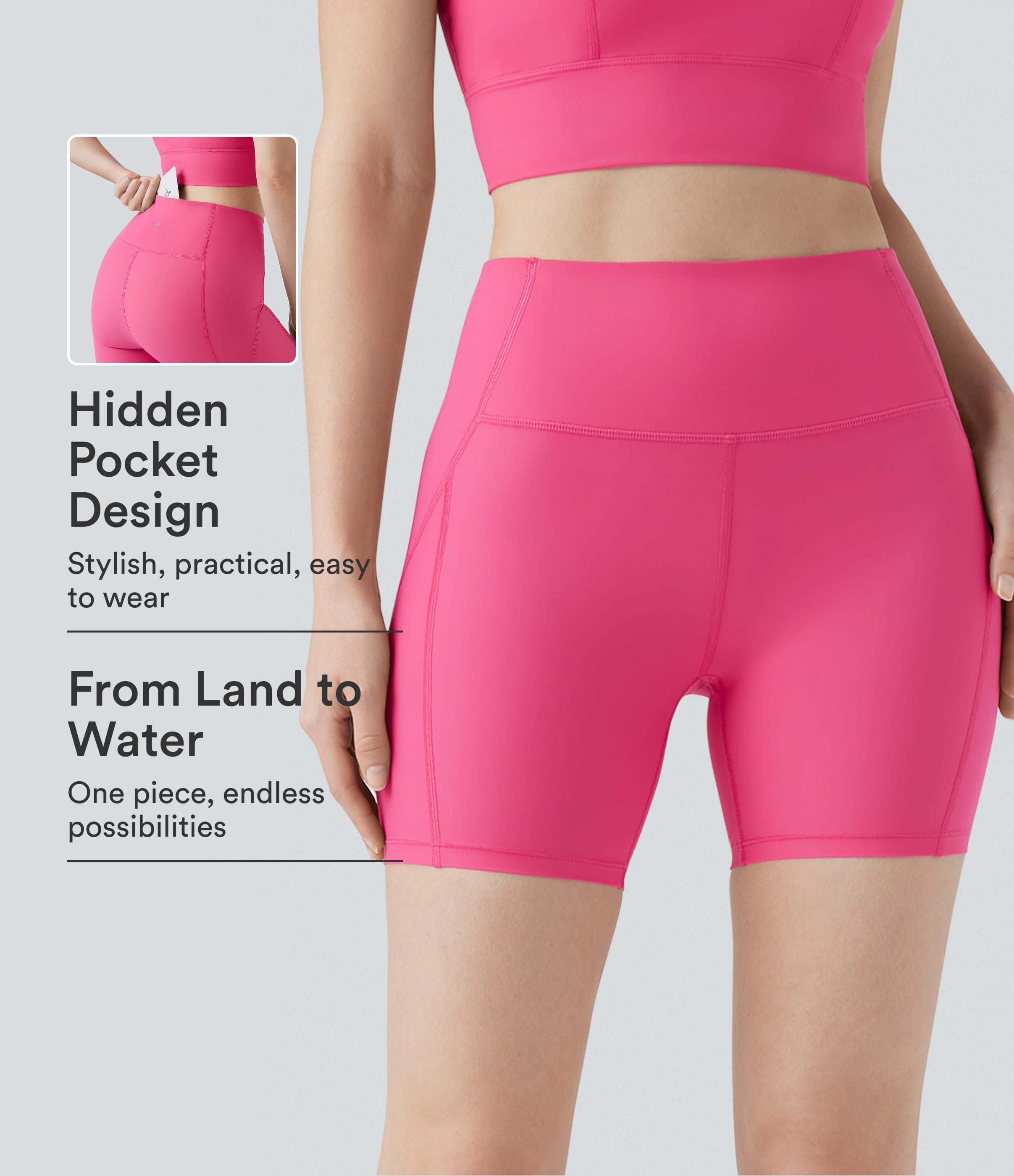 Land to Water braguita de bikini de talle alto 5'' con bolsillo
