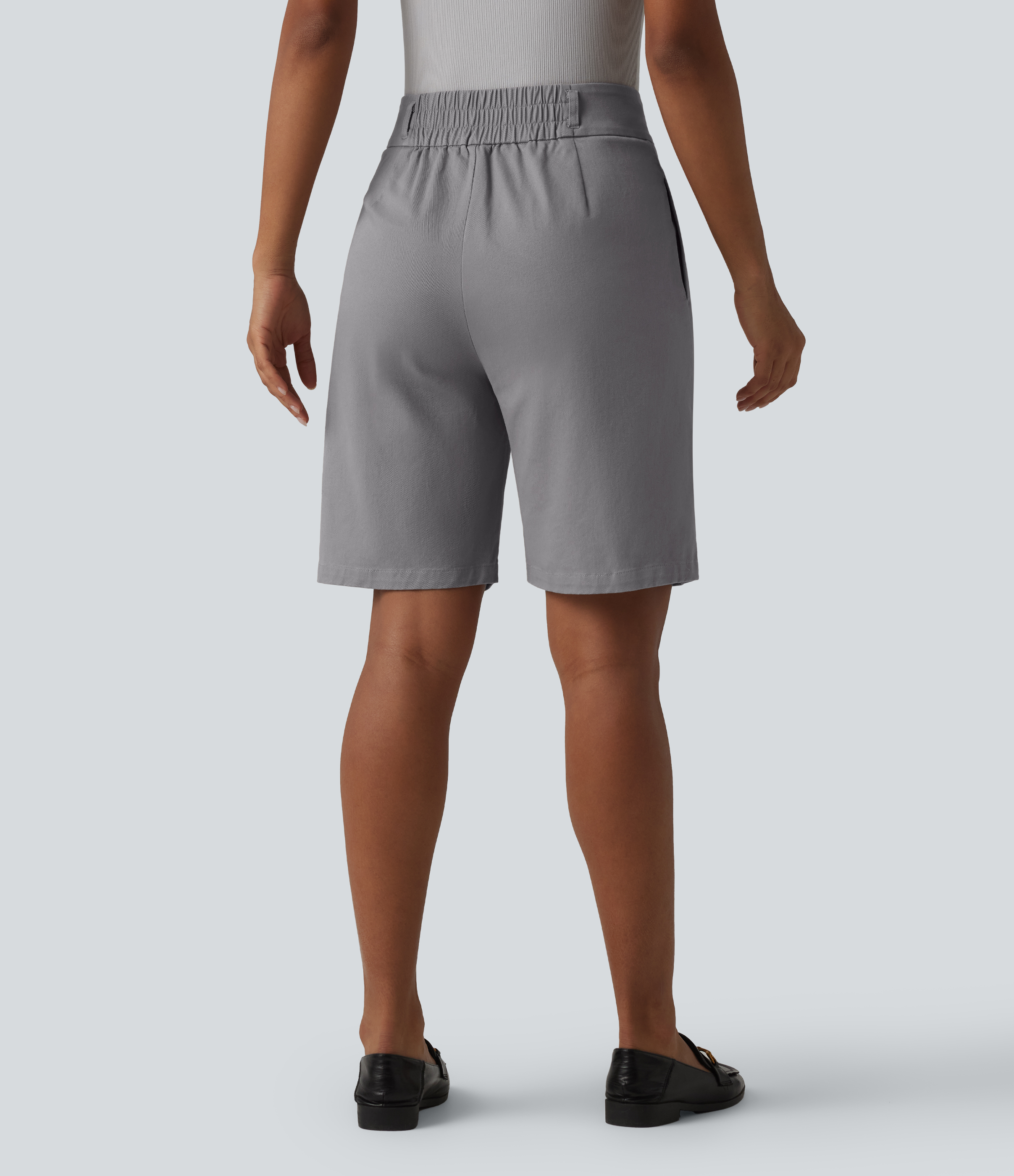 Gull High Waisted Straight Leg Work Chino Cotton Shorts with Pockets / 2