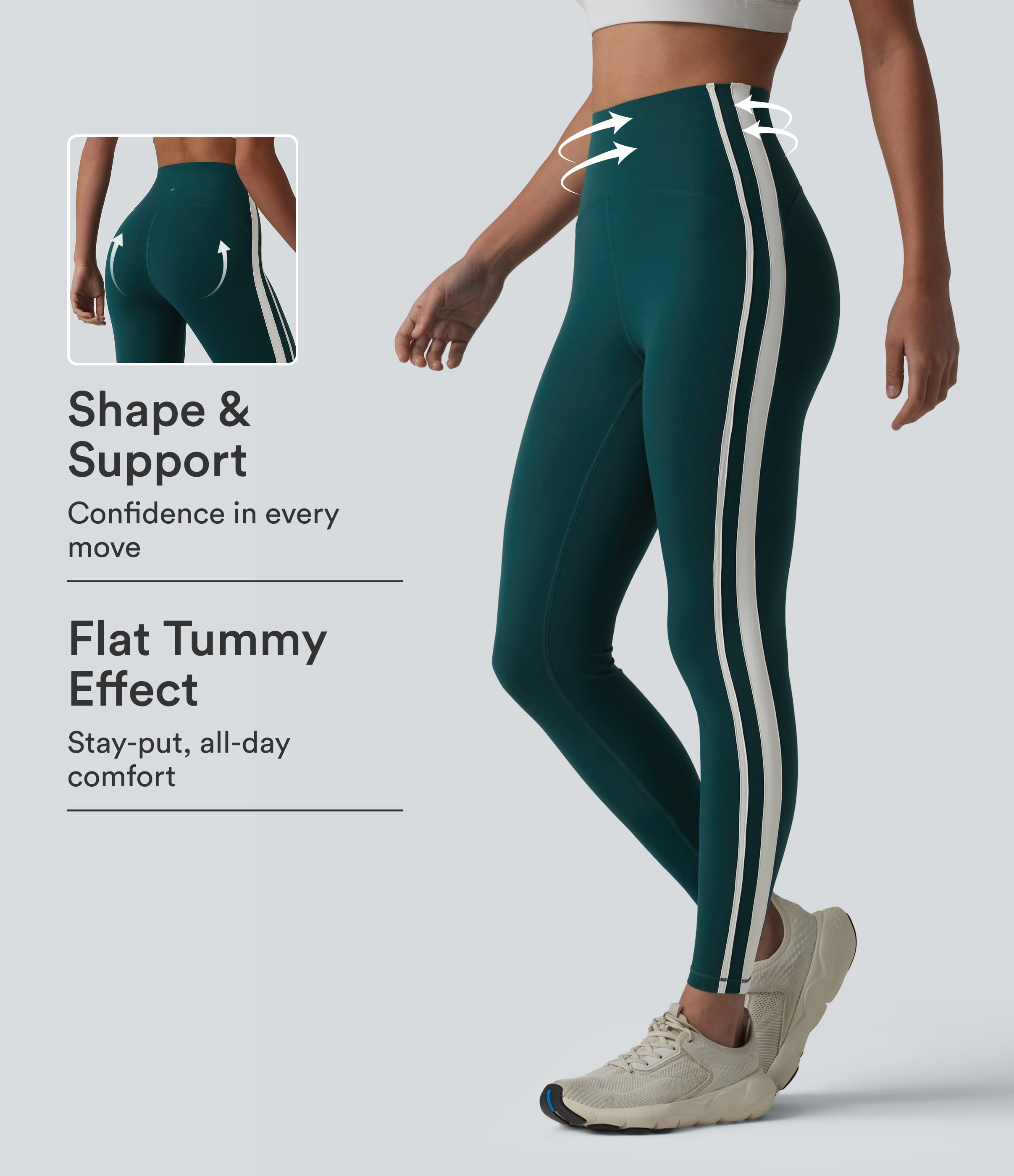 Halara Ultrasculpt™ High-waisted Tummy Control Side Stripe Yoga 7/8 Leggings