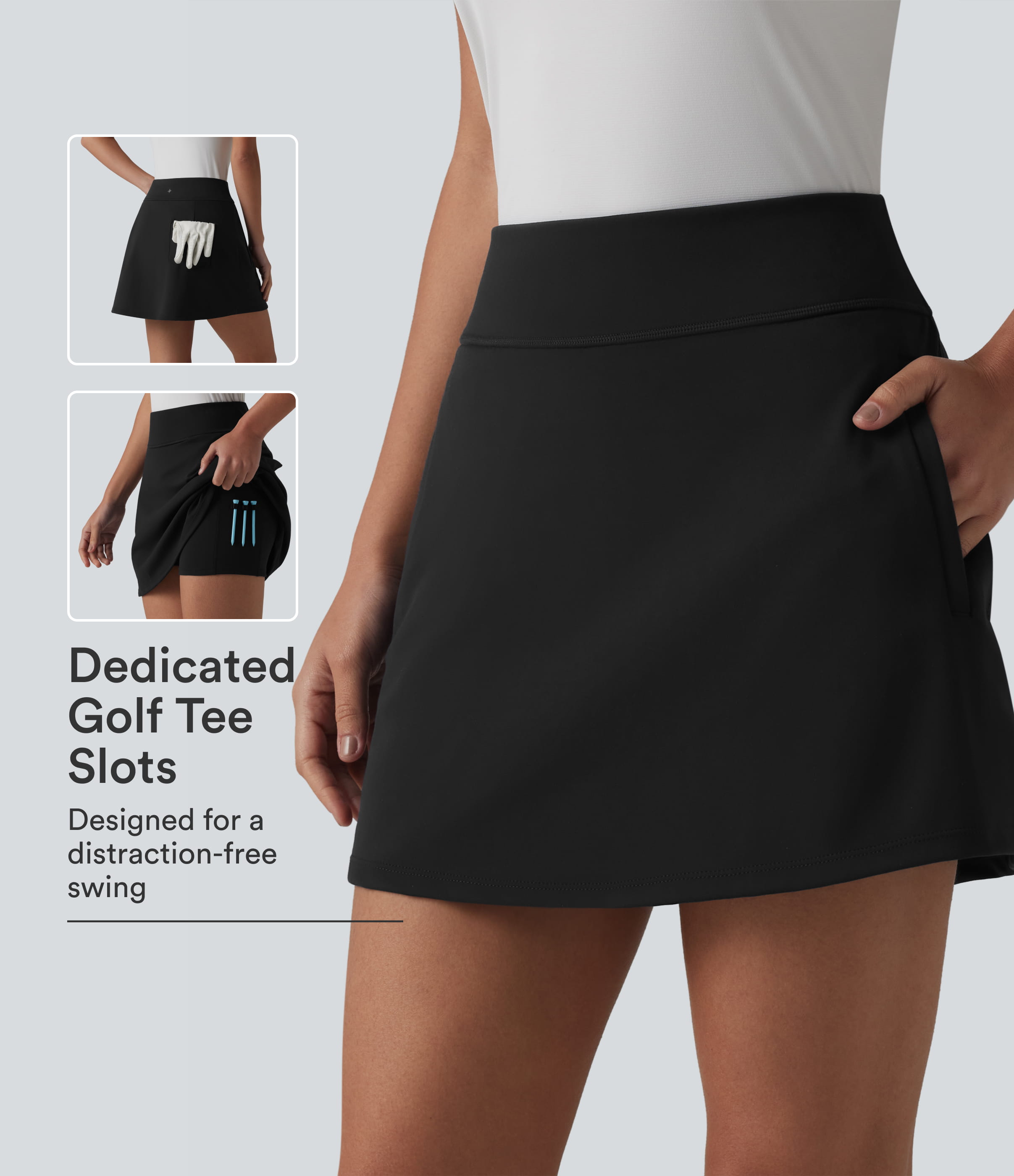 DayStretch High Waisted 2-in-1 Mini Golf Skirt with Pockets-Golf Tee