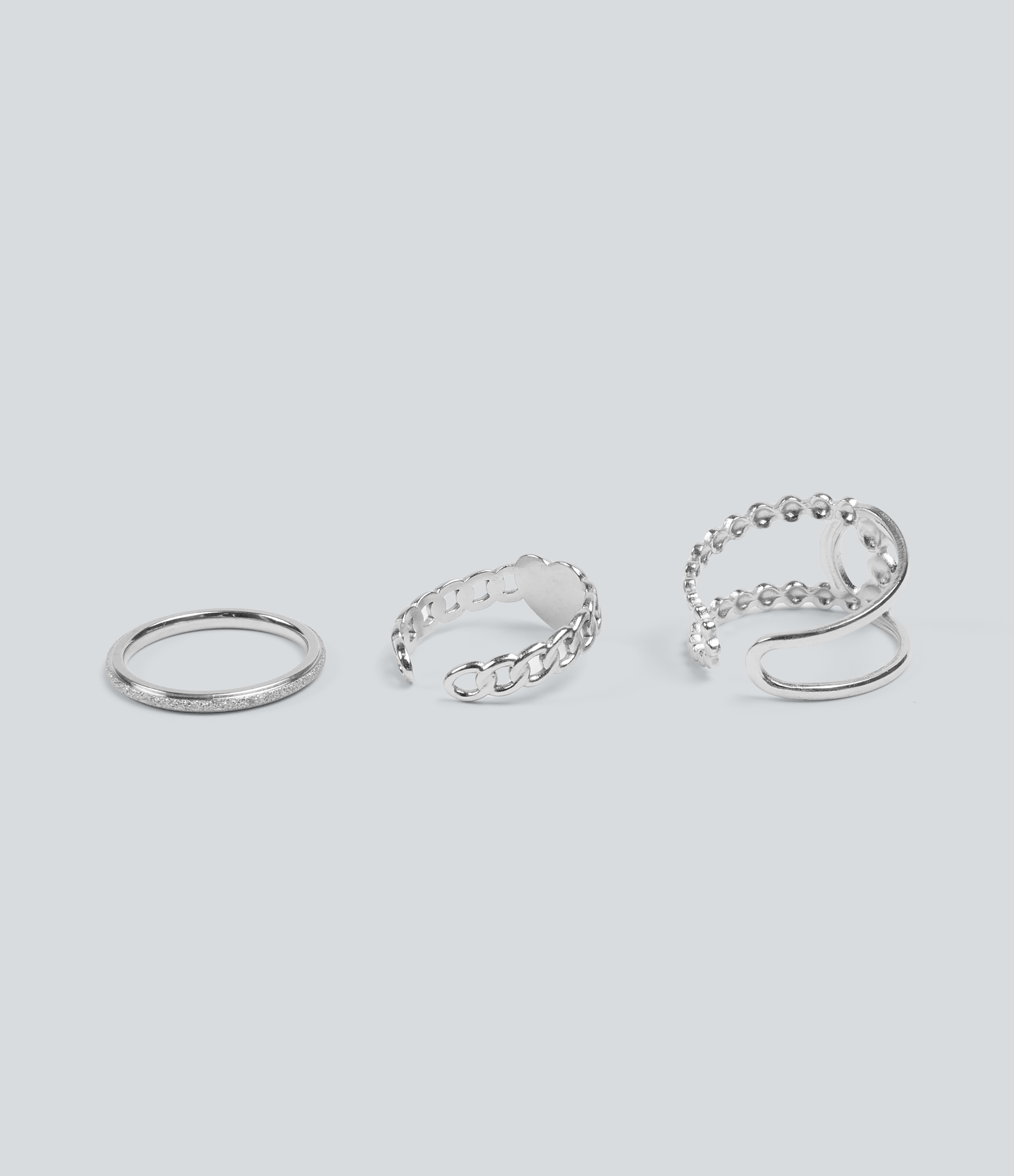 Silver Plain Rings Set / 2