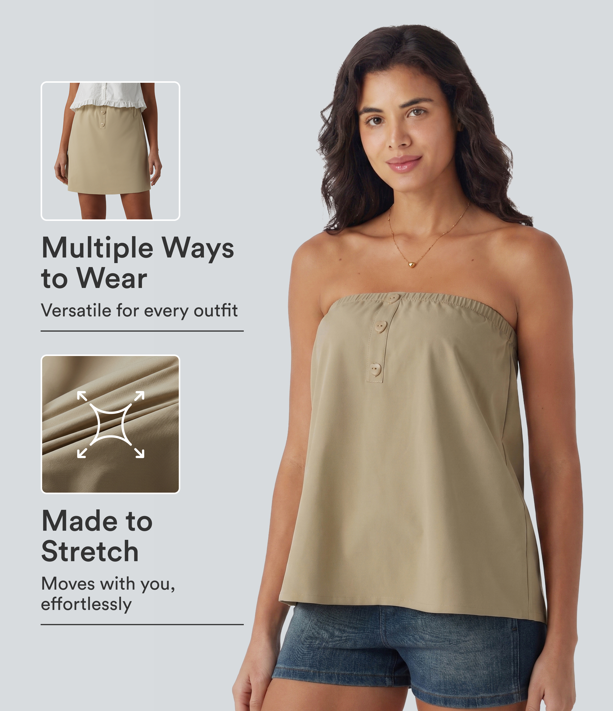 Tube Stretchy Poplin Casual Tank Top