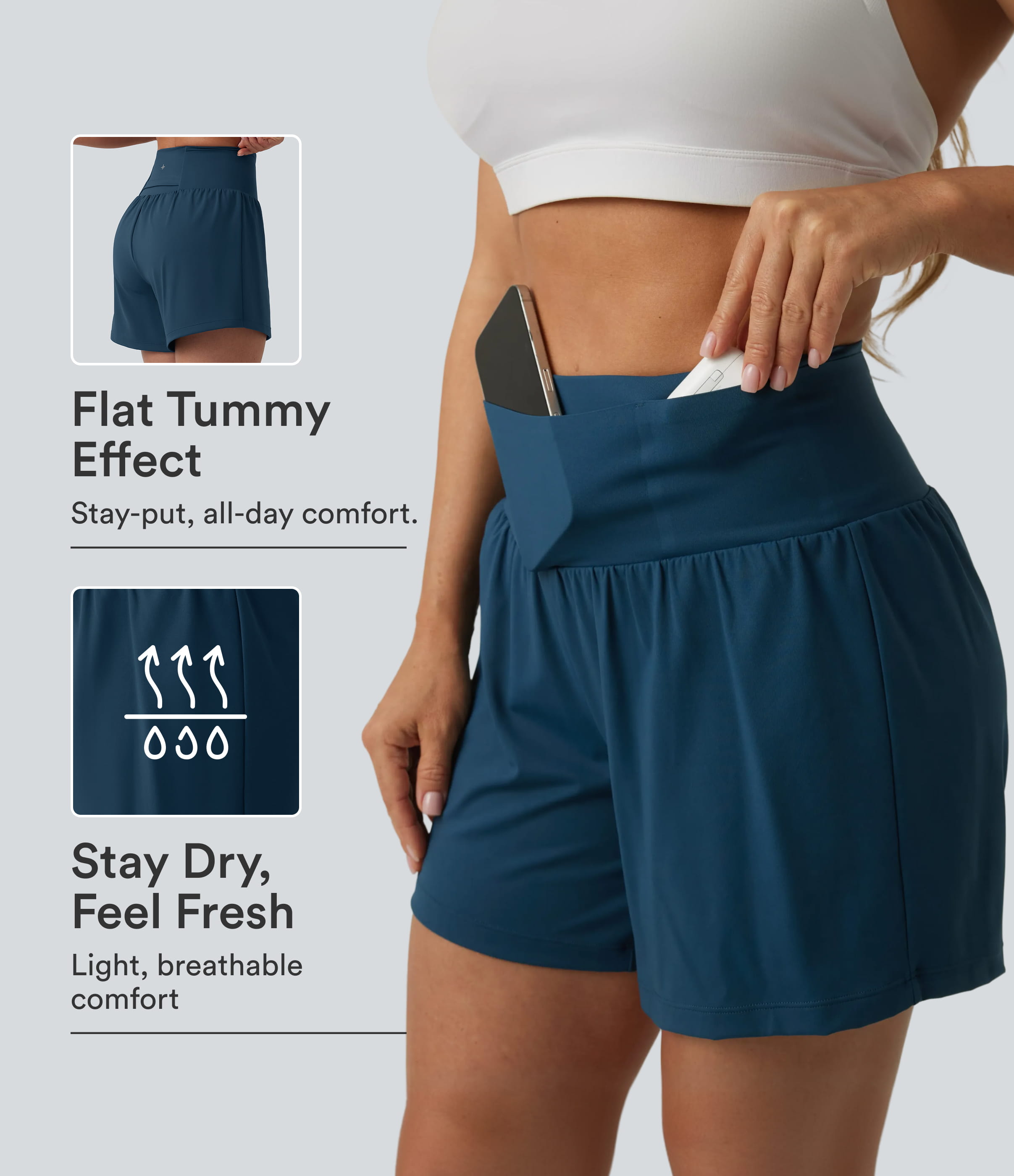 Softlyzero™ Airy High Waisted Tummy Control 2-in-1 Cool Touch Yoga Shorts 5'' with Pockets